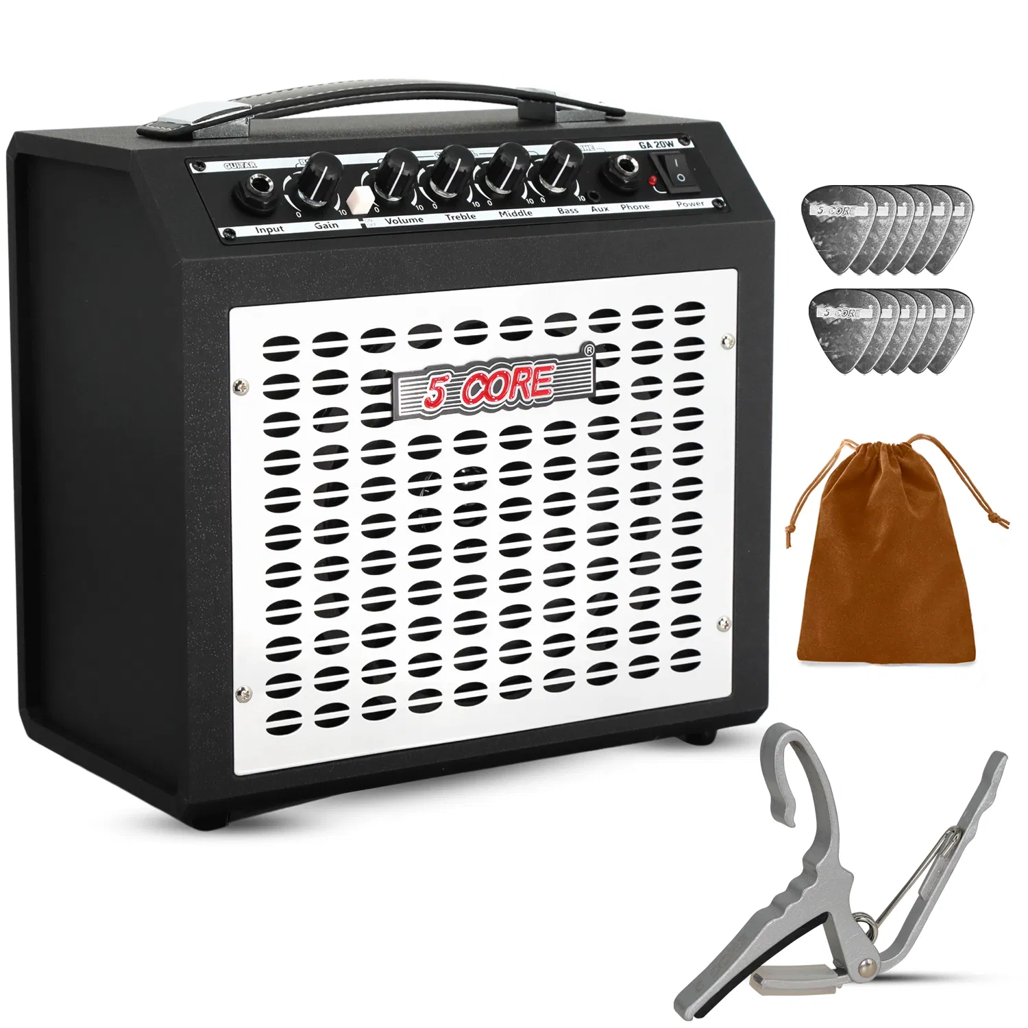 5 Core Guitar Amp Electric Portable Mini Amplifier w Built in Speaker Aux Headphone Jack photo 1