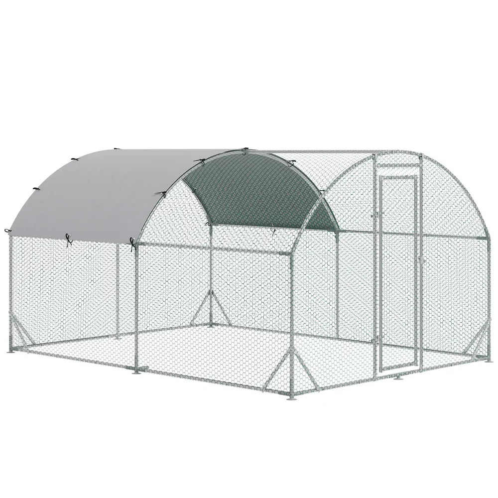 Galvanized Large Metal Chicken Coop Cage Walk-in Enclosure Poultry Hen Run House Playpen Rabbit Hutch with Cover for Outdoor Backyard 9.2' x 12.5' x 6.5' Silver photo 7