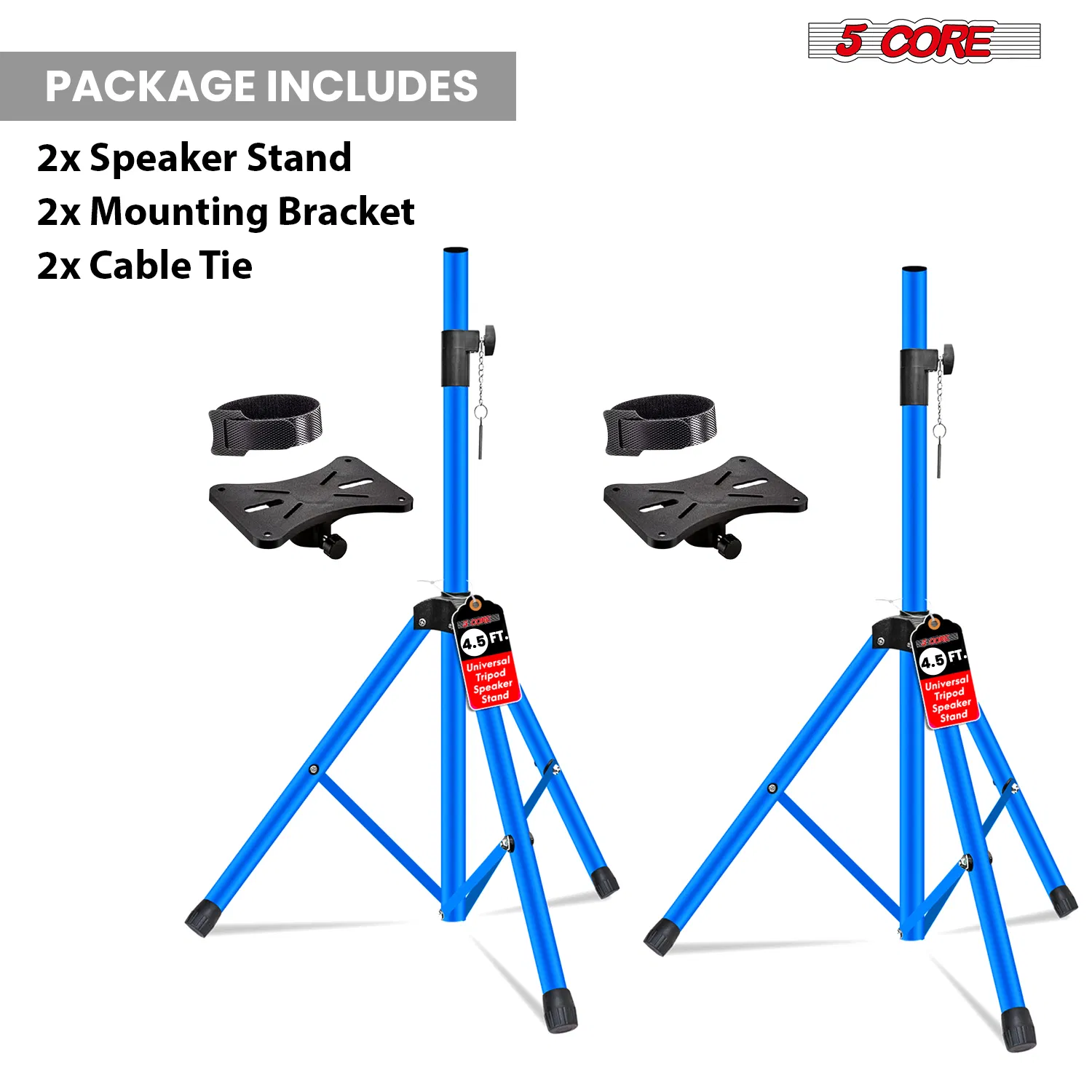 5 Core Speaker Stand Pair Adjustable 31 to 54" PA DJ Tripod Stands Heavy Duty w 35mm Add 132 Lbs photo 4