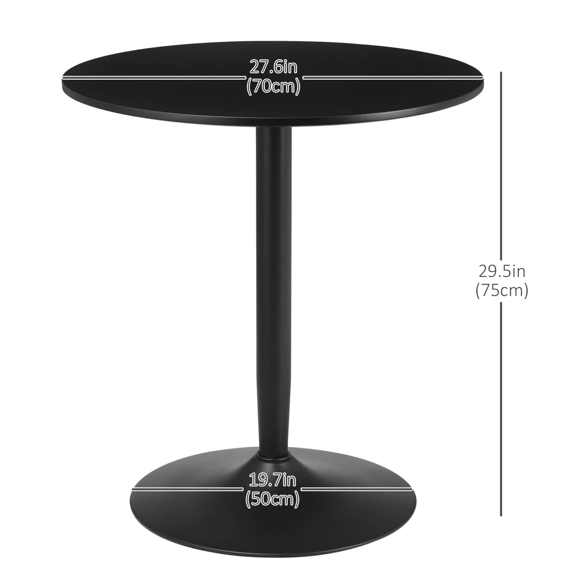 Modern Kitchen Table for 2 People, Round Dining Table with Steel Base for Living Room, Dining Room, Black photo 6