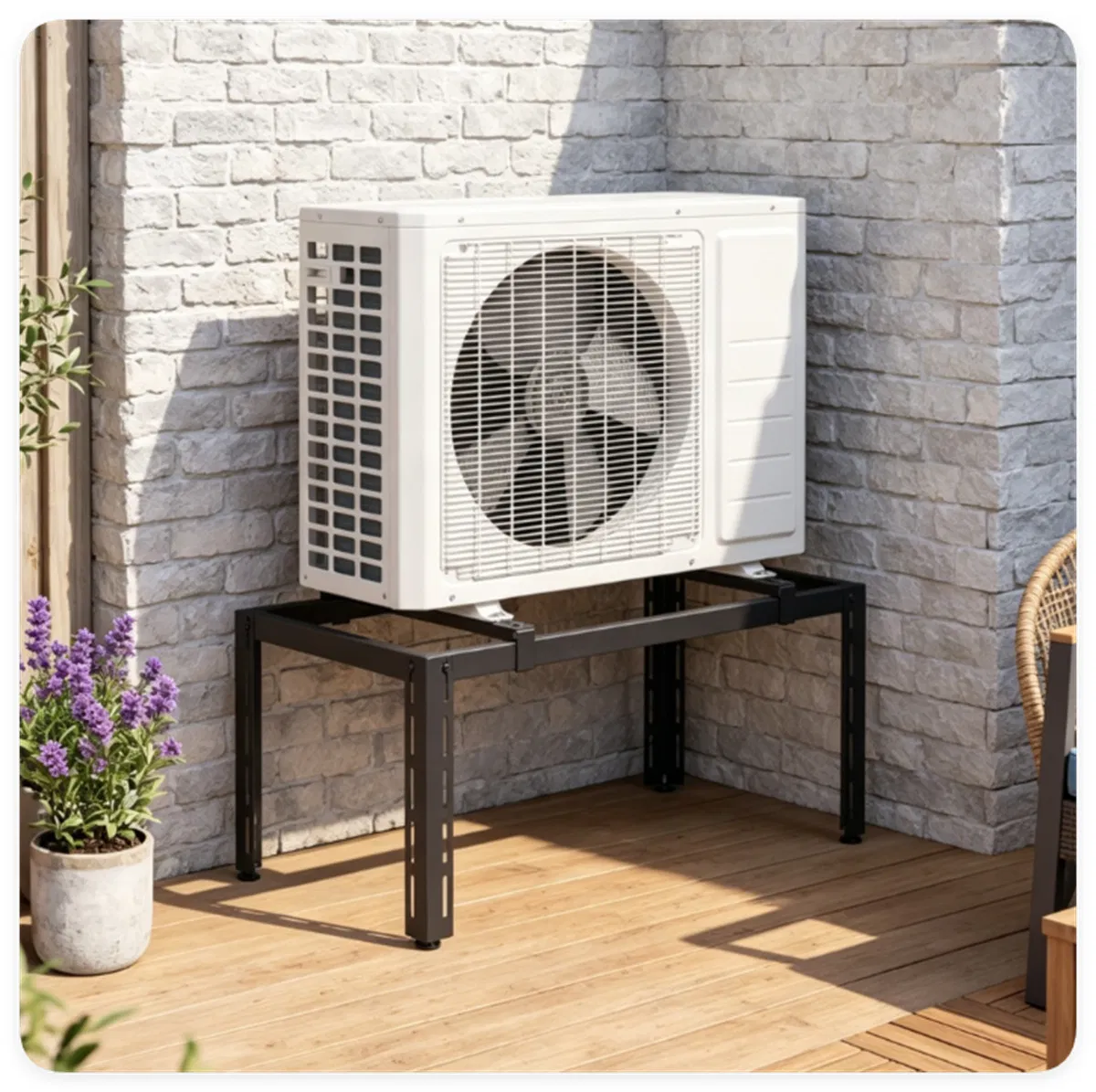 Adjustable Mini Split Ground Stand, 400 lbs Heavy Duty AC Condenser Stand for 900036000 BTU Ductless Heat Pump, Anti-Vibration Outdoor Support Bracket - Black photo 3