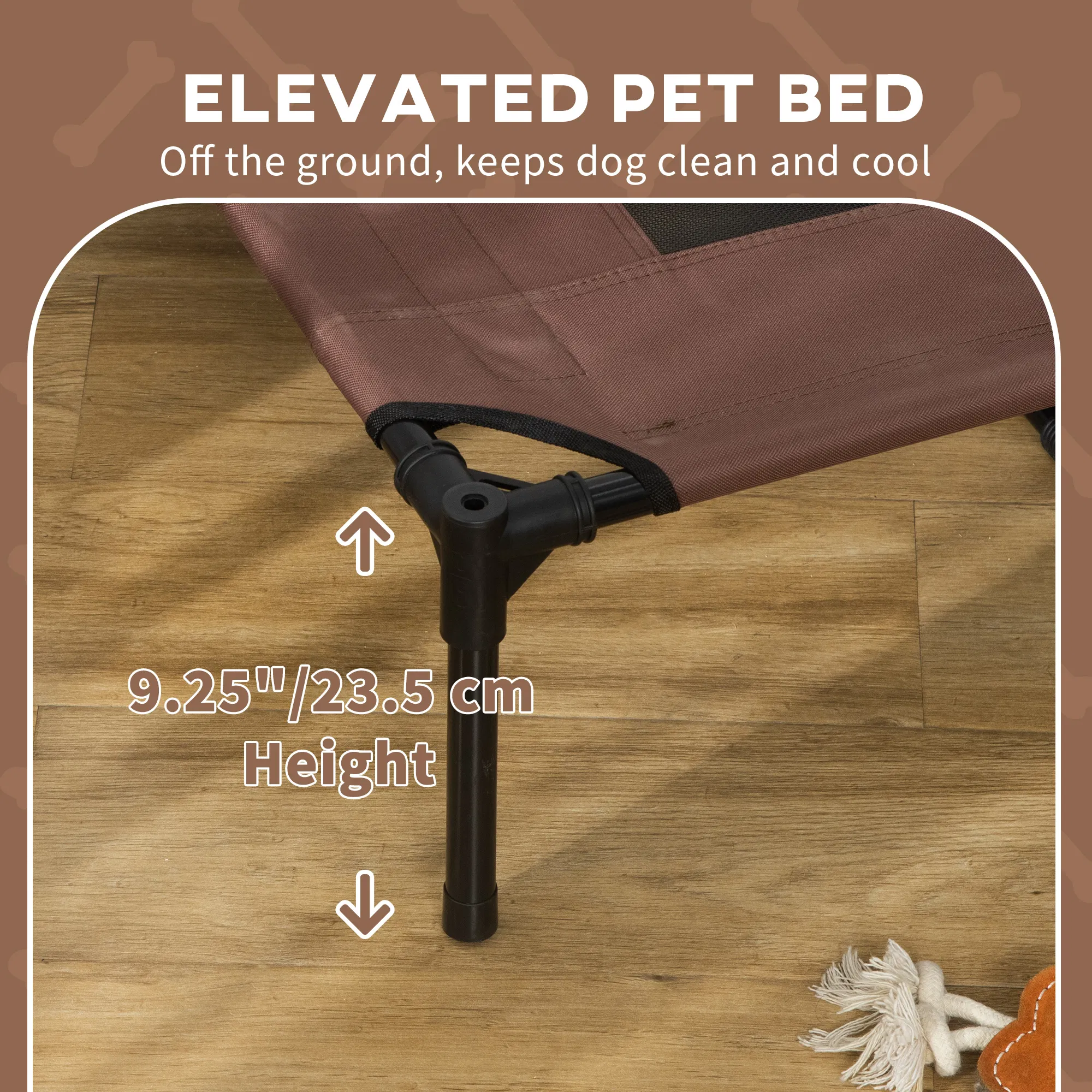Elevated Dog Bed with Canopy, Portable Raised Dog Cot for XL Sized Dogs, Indoor & Outdoor, 48" x 36" x 43", Coffee photo 5