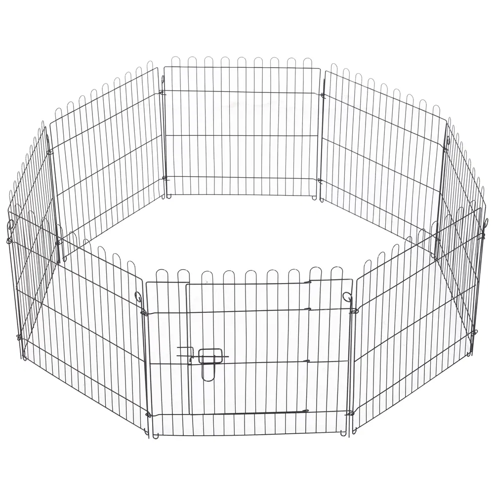 24inch 8-Panel Dog Playpen Octagon Pet Exercise Playpen Crate Foldable Dog Cage Pen Puppy Kennel, Black photo 7