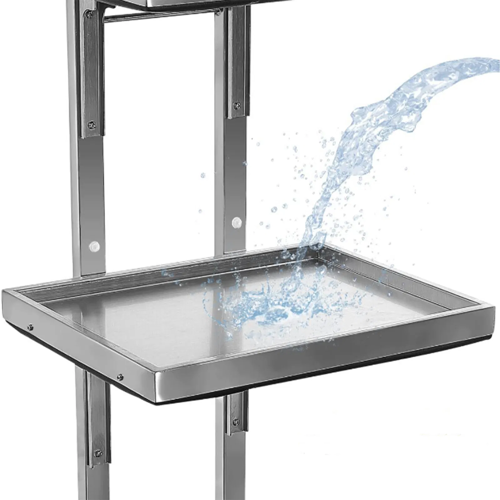 2 Tier Beauty Salon SPA Rolling Cart with Double Storage Tray Stainless Steel photo 5