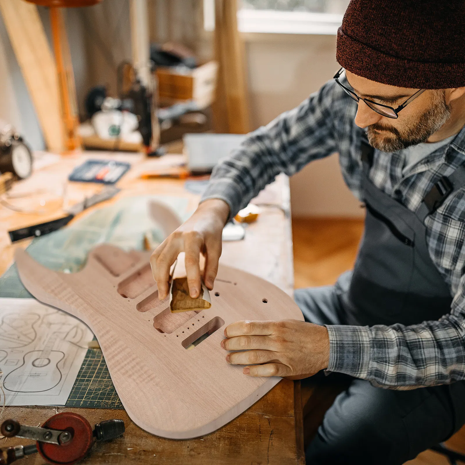 DIY 6 String 170 Style Electric Guitar Kits with Mahogany Body, Maple Neck and Accessories photo 8
