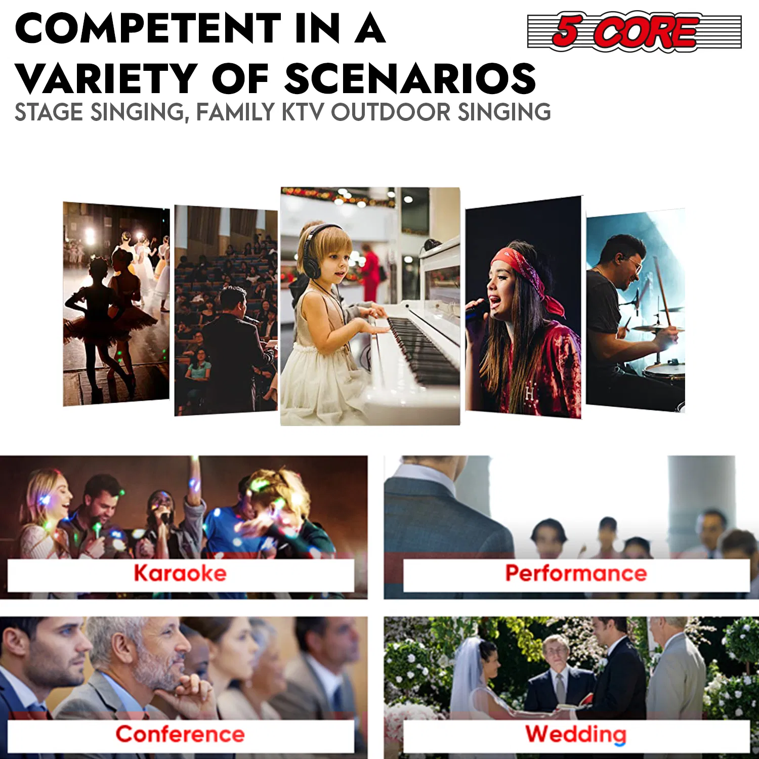 5 CORE Microphone Dynamic Vocal Handheld Mic Cardioid Unidirectional Microfono w On Off Switch + XLR Audio Cable for Singing Karaoke Public Speaking & Parties photo 6