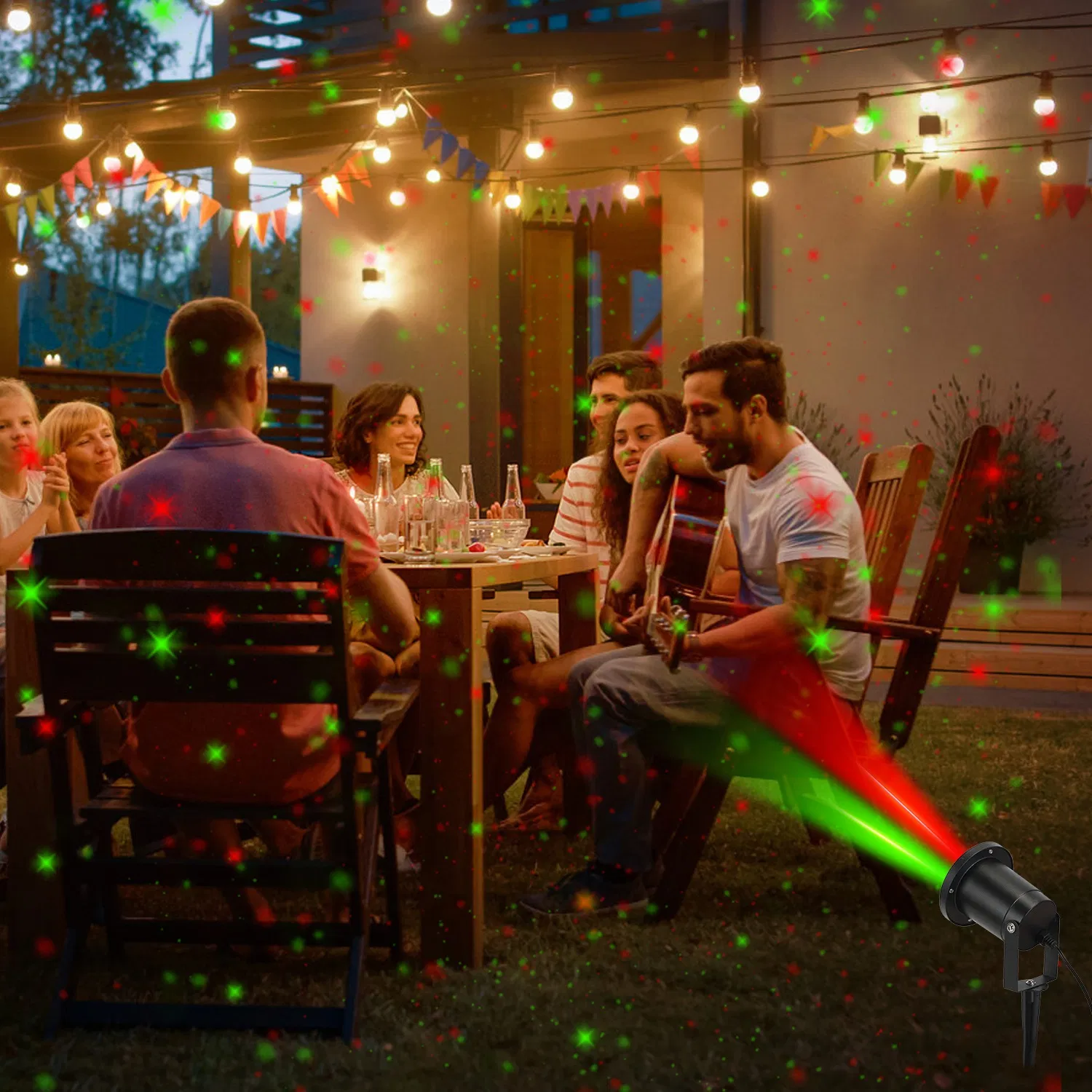 Outdoor Laser Projector Light Red and Green Projection Light with 3 Modes 12 Speeds 6Hrs Timer IP44 Waterproof Firefly Landscape Light for Christmas Halloween Holiday New Year GPCT5317 photo 7