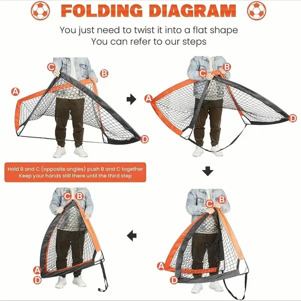 1pcs Portable Soccer Goals for Backyard Indoor and Outdoor Pop Up Soccer Goals Foldable Mobile Training Football Net photo 8
