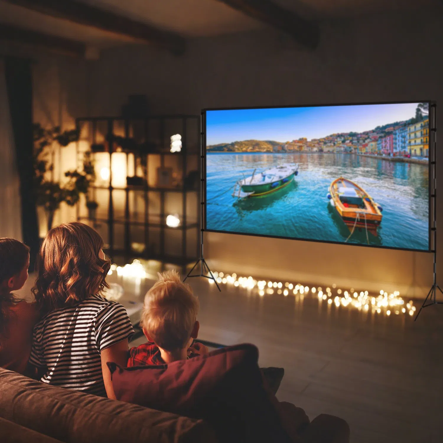 100-120" Portable Projector Screen with Stand, Foldable & Anti-Crease, HD 4K Movie Screen for Outdoor/Indoor Use, Home Theater, Parties & Business Presentations - Includes Carry Bag photo 4