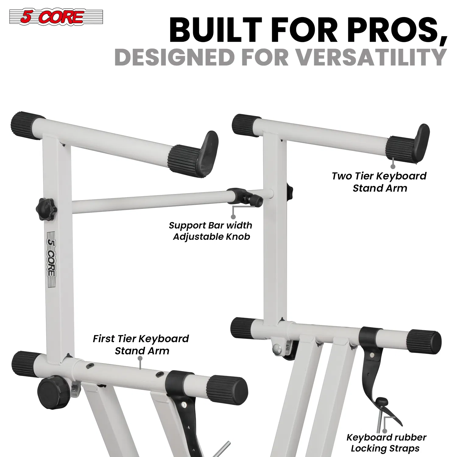 5 Core 2 Tier Keyboard Stand Double X Style Adjustable Electric Piano Riser Holder photo 4