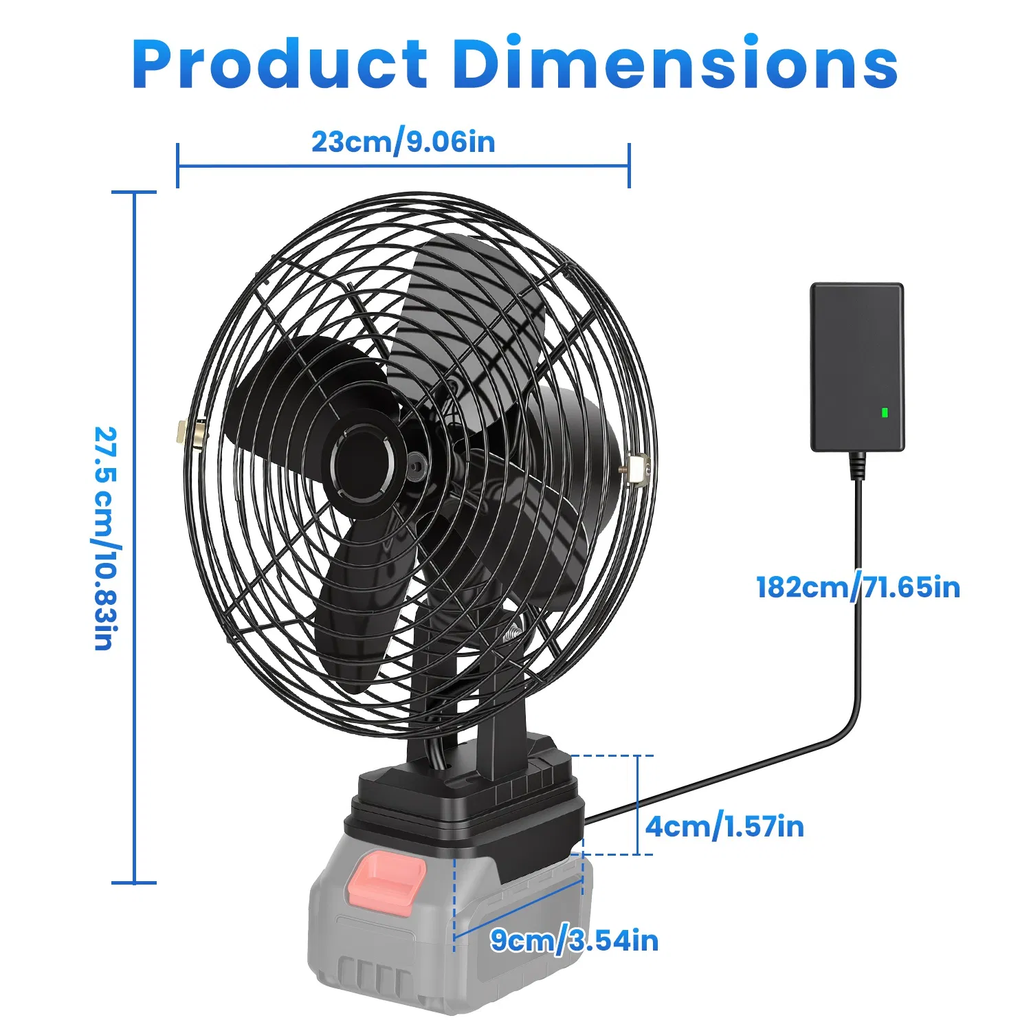 9.06In Portable Jobsite Fan Compatible with 21V Makita Battery Cordless Workshop Fan with 2 Speeds for Jobsite Garage Power Outages(Battery Not Included) photo 6