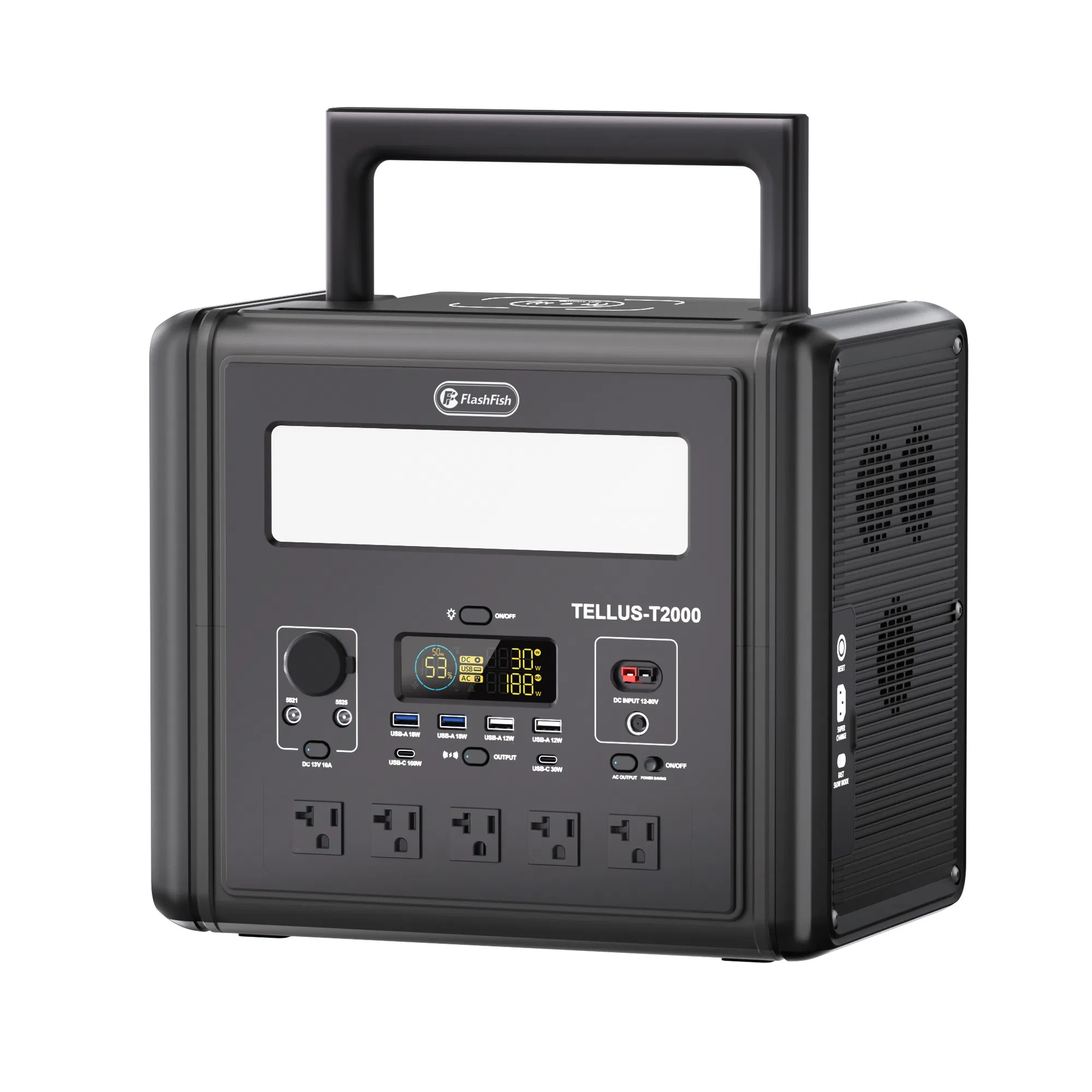2000W Portable Power Station, 1536Wh LiFePO4 Battery Pack with 4000W Surge, AC Fast Charge,1.5H Full charged, LED Flashlight - Solar Generator for RV, Home Backup, Camping,Outdoor, Sturdy Handle photo 1