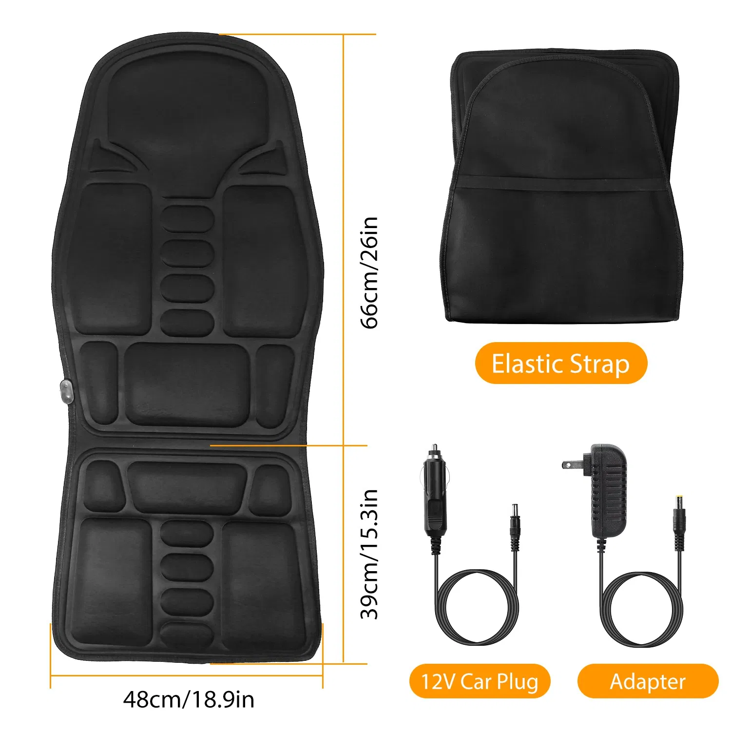 Back Massager Cushion Electric Massage Car Seat Cushion Chair Pad with Heating Function 8 Vibration Modes 3 Intensity Levels photo 5