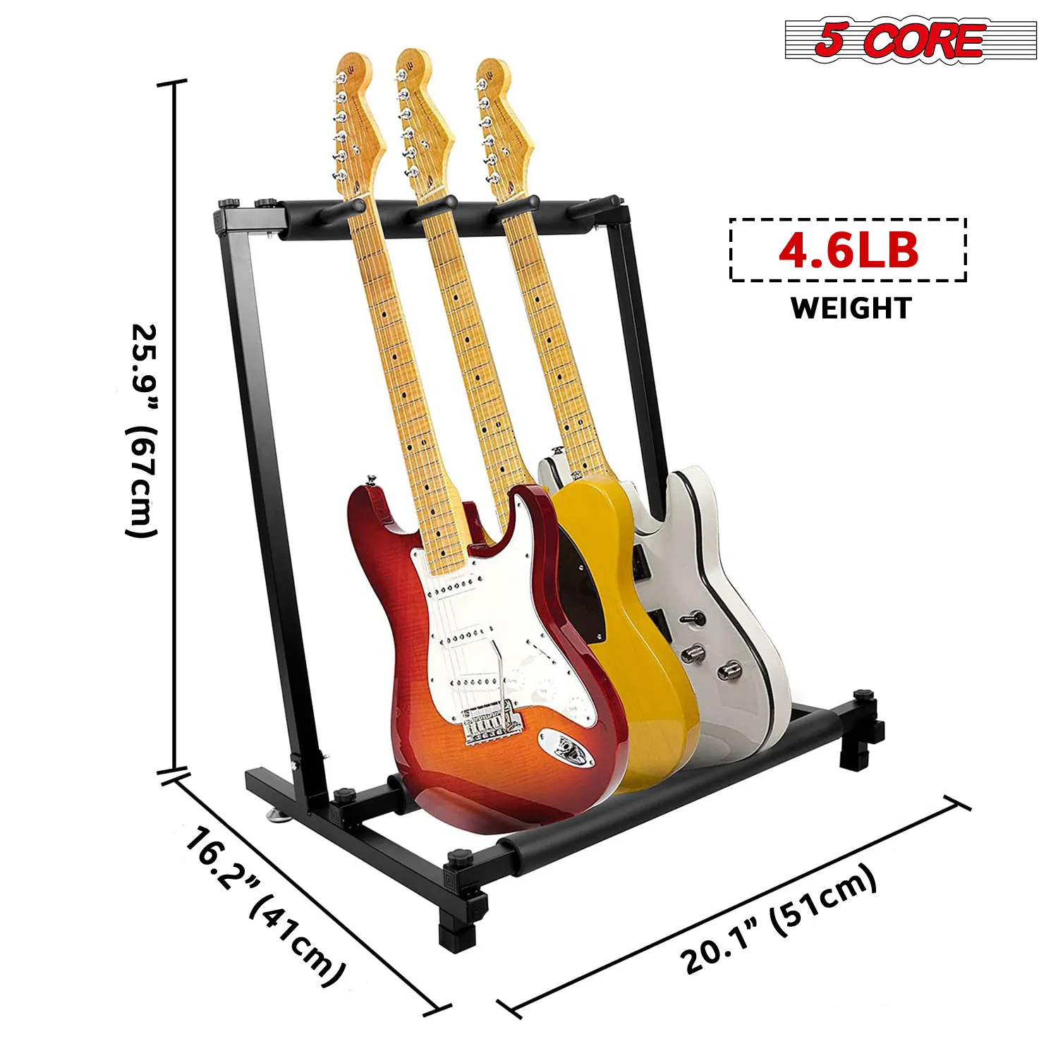 5 Core Guitar Rack 3 Slot Multi Guitar Stand Triple Display Floor Stand Safe Storage Foldable Portable for Electric Acoustic Flying V Guitars photo 4