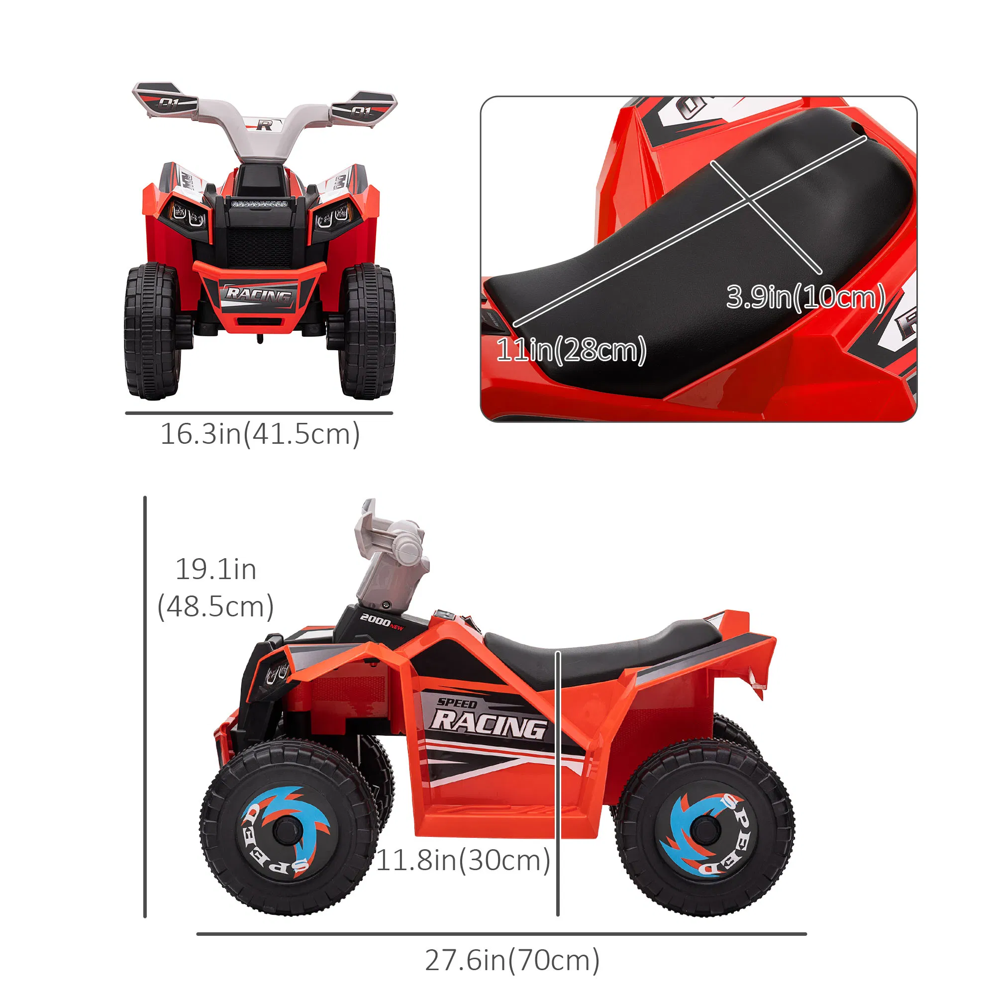 6V Quad Kids Electric Car with Wear-resistant Wheels, for Boys and Girls Aged 18-36 Months, Red photo 3