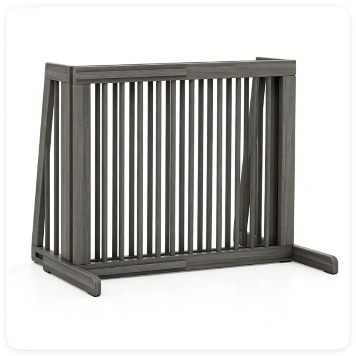 Adjustable Expandable Wooden Pet Gate 22 Inch Tall Freestanding Safety Fence, Gray Pine Wood Slide Dog Gate Easy Assembly for Home & Office Entryways photo 5