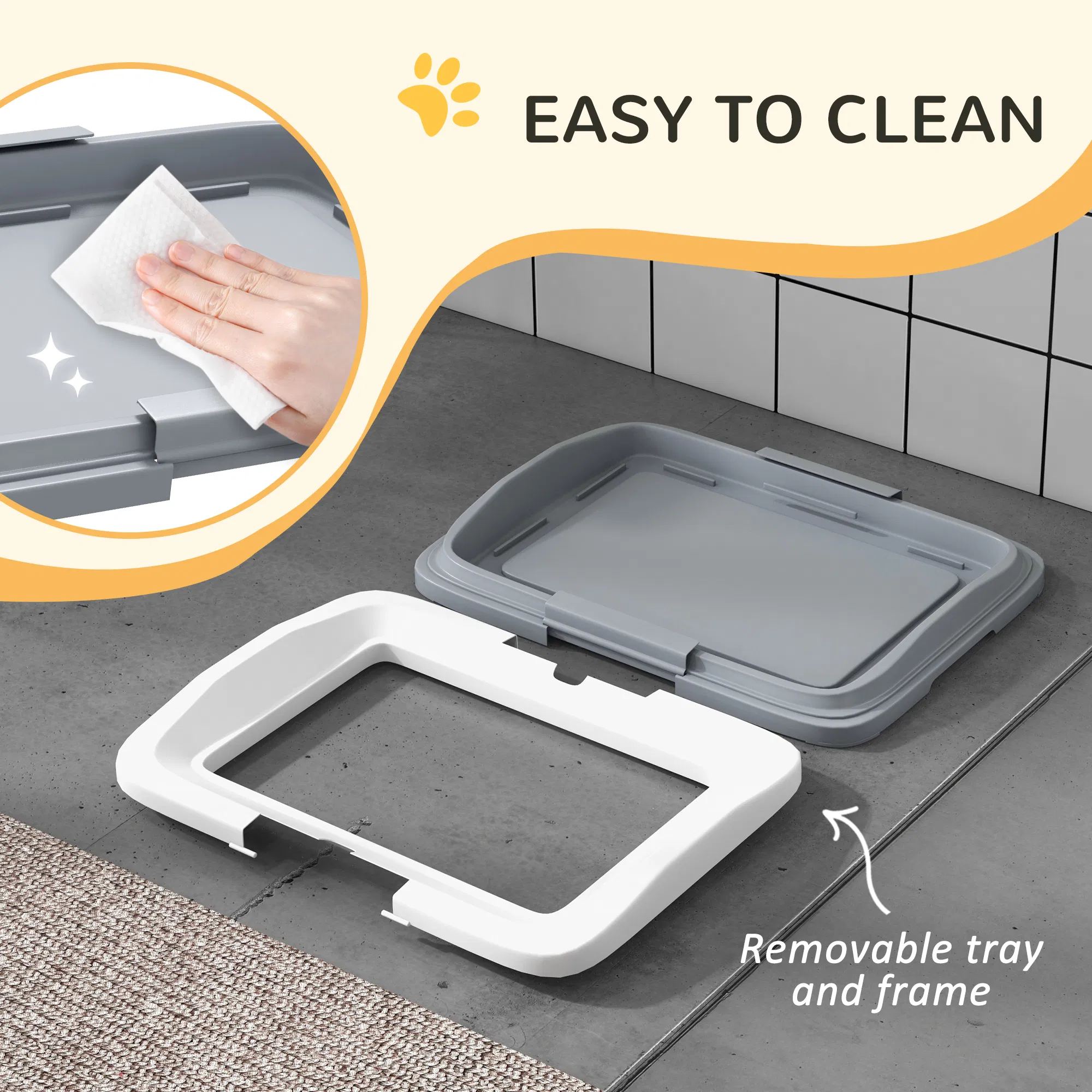 18" x 13" Pee Pad Holder, Dog Potty Tray for Indoor Outdoor, Easy to Clean Dog Training Toilet Pee Pad Tray, Grey photo 3