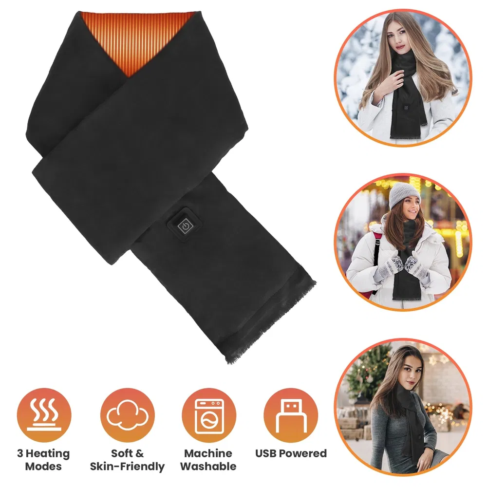 Heated Scarf USB Powered - 3 Heat Settings (Low/Medium/High), Soft Skin-Friendly, Washable, Stylish Colors for Winter Hiking/Camping/Birthday Gifts photo 8