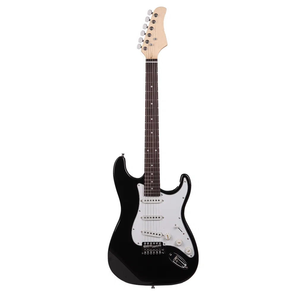 Rosewood Fingerboard Electric Guitar Black w/ White photo 1