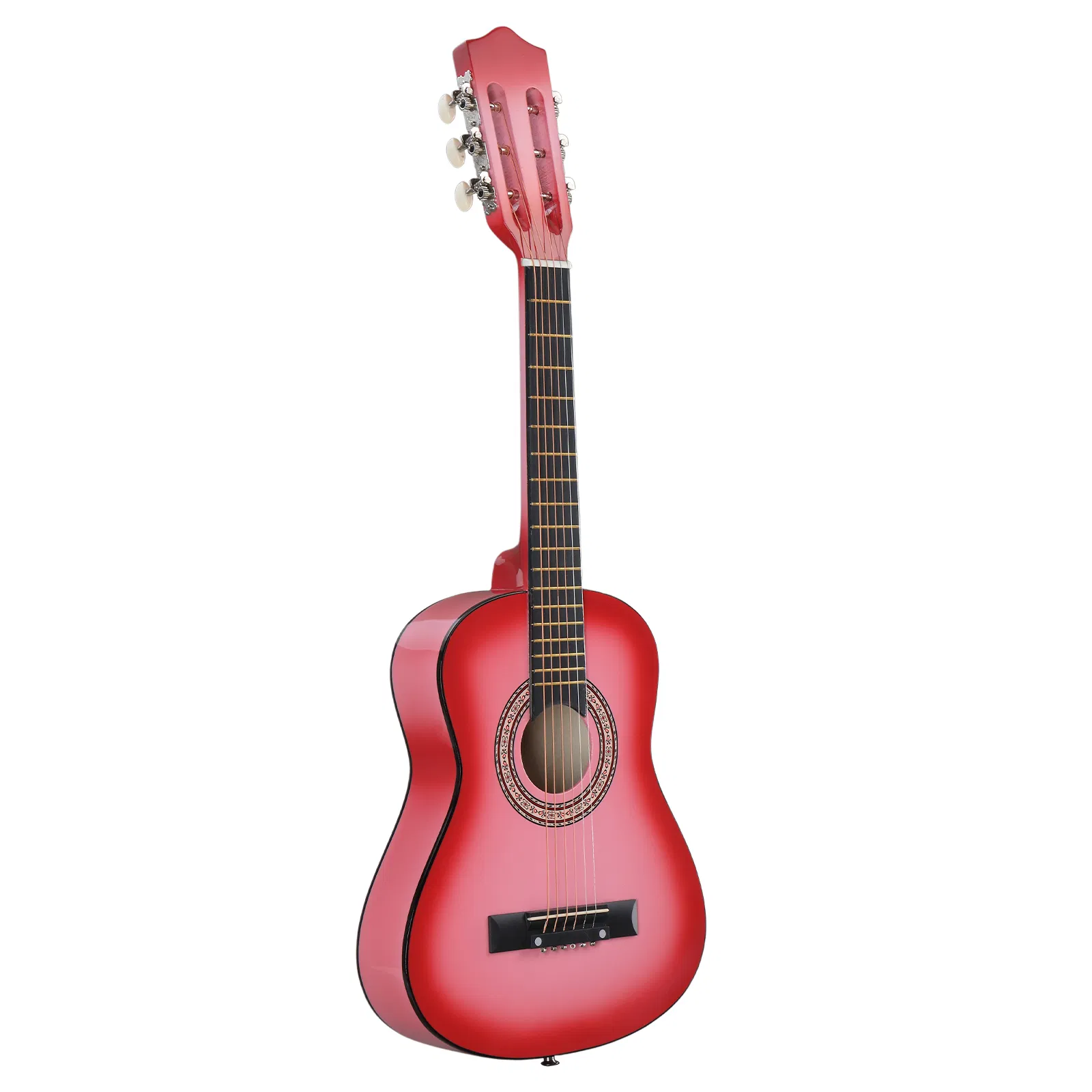 Pink 30-inch acoustic guitar with pick, strings, capo, gig bag, tuner and shoulder strap photo 6