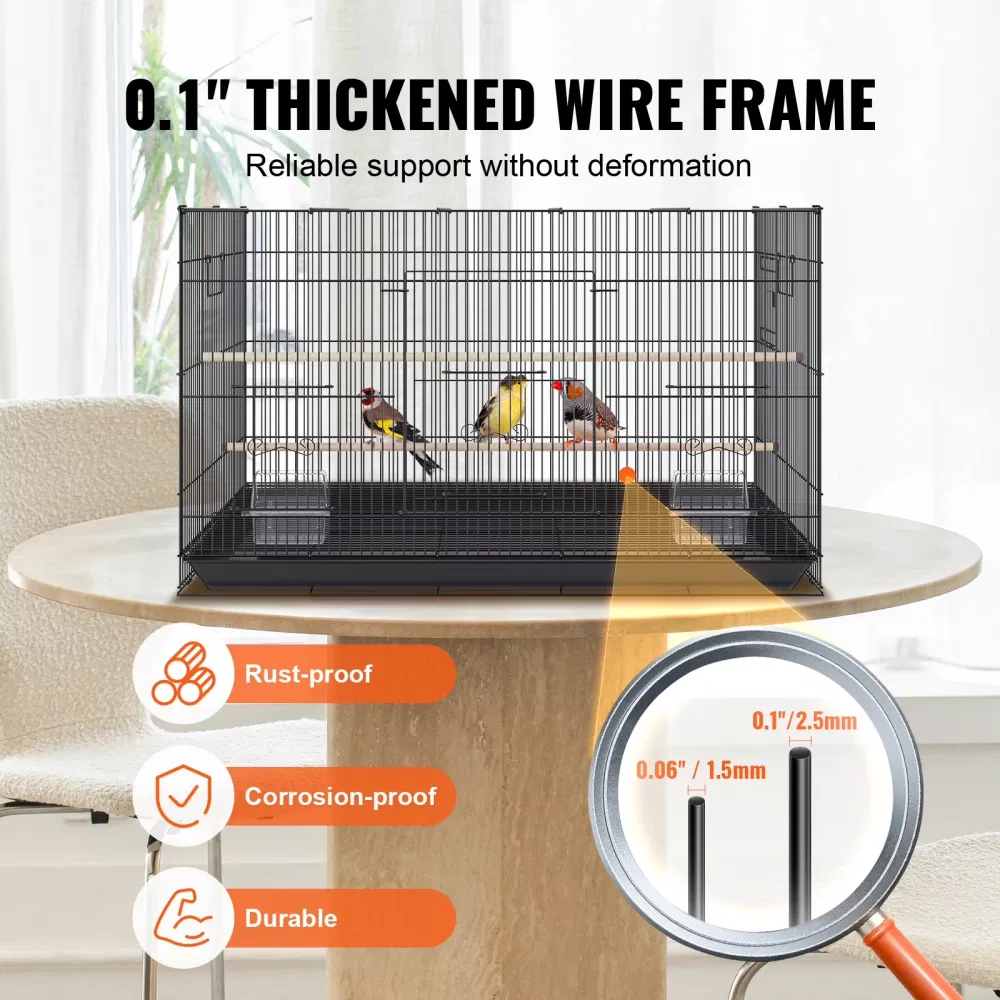 30" Bird Enclosure, Durable Metal Cage for Small Parrots, Budgies, Lovebirds, and Canaries, Includes Mobile Stand and Tray (Shipment from Walmart) photo 3