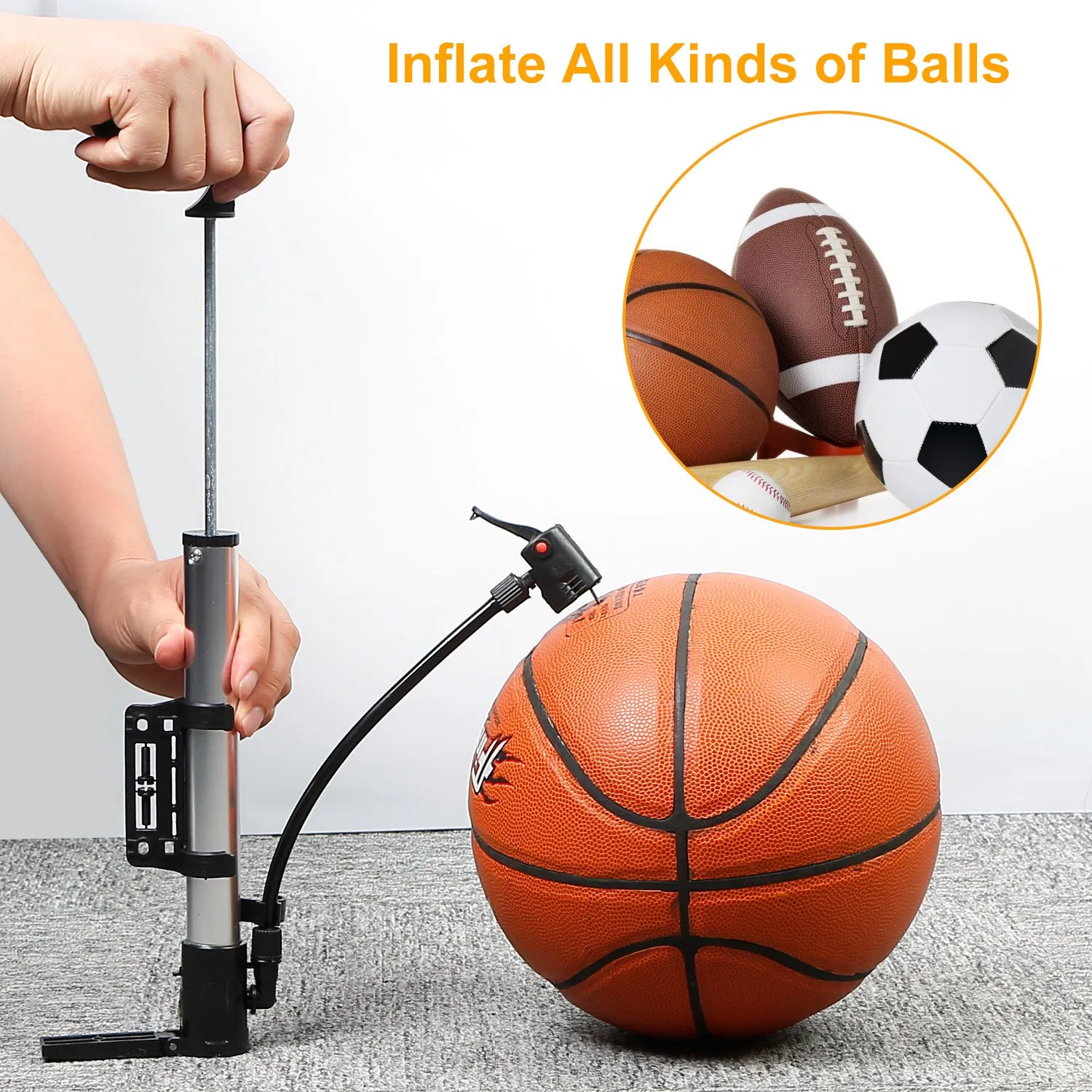 Mini Bike Pump Portable Bicycle Tire Inflator Ball Air Pump w/ Mount Frame For Mountain Road Bike photo 2