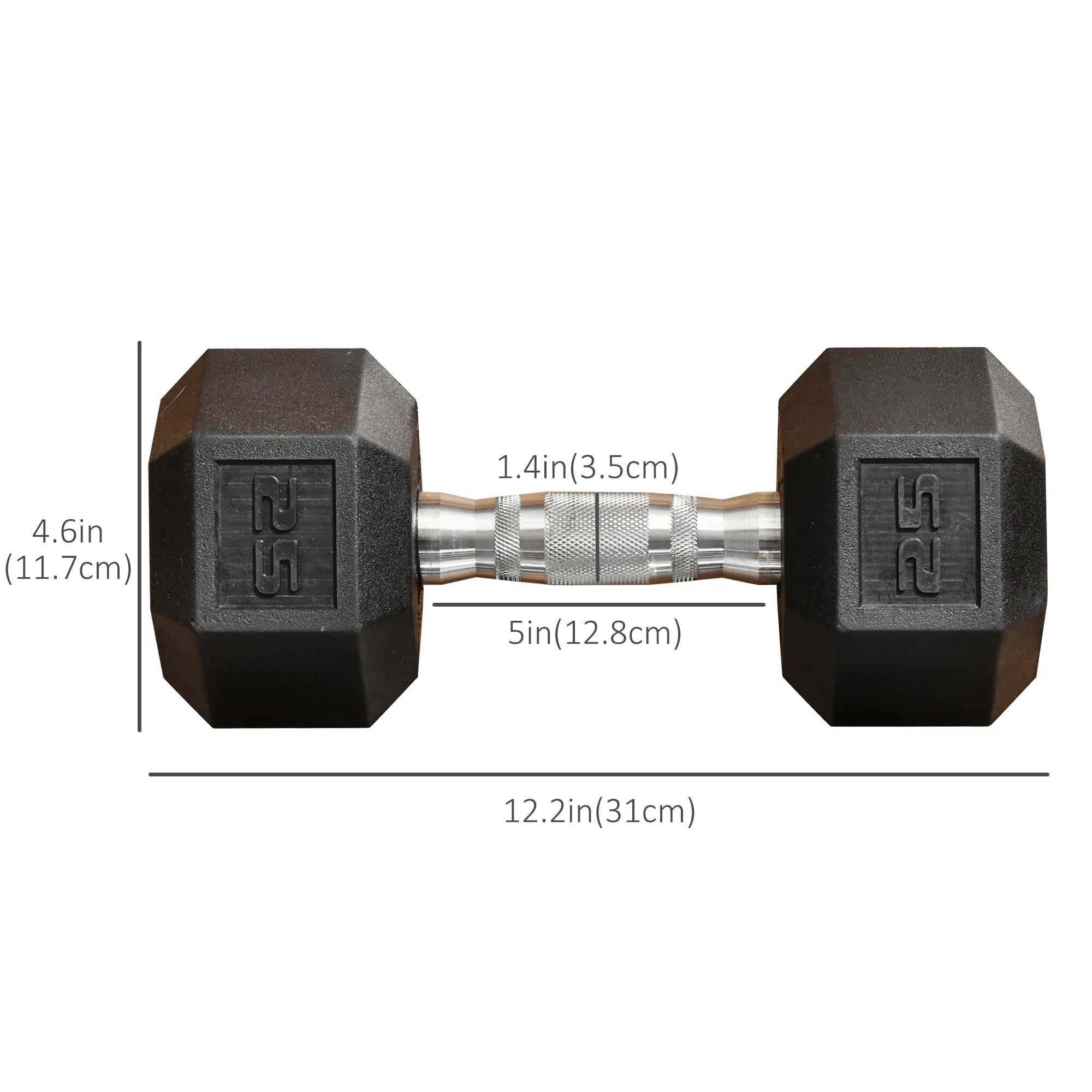 Rubber Dumbbells Weight Set, Total 50lbs(25lbs Each) Dumbbell Hand Weight for Body Fitness Training for Home Office Gym, Black photo 4