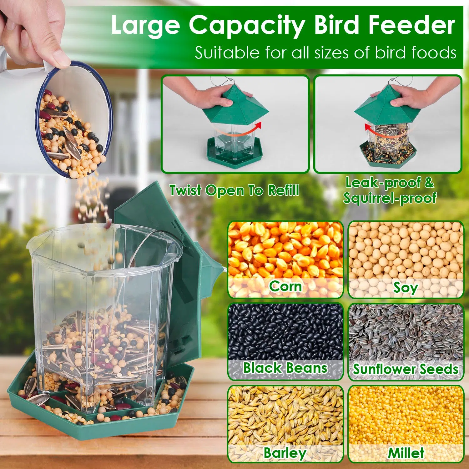 Hanging Gazebo Wild Bird Feeder Outdoor Bird Seed Station with Large Capacity 6 Feeder Ports for Garden Patio Park Weatherproof Easy To Refill photo 2