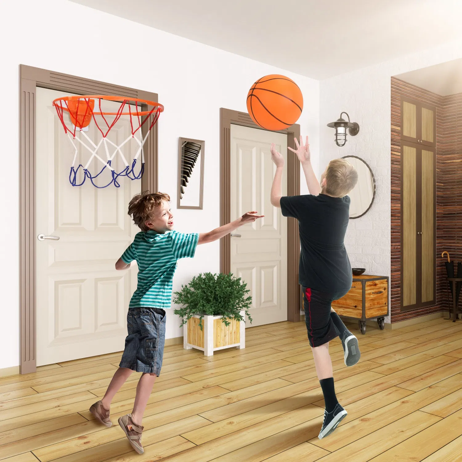 Silent Basketball with Ball Hoop Foam Bouncing Silent Basketball Uncoated High Density Foam Ball Indoor Low Noise Training Ball photo 3