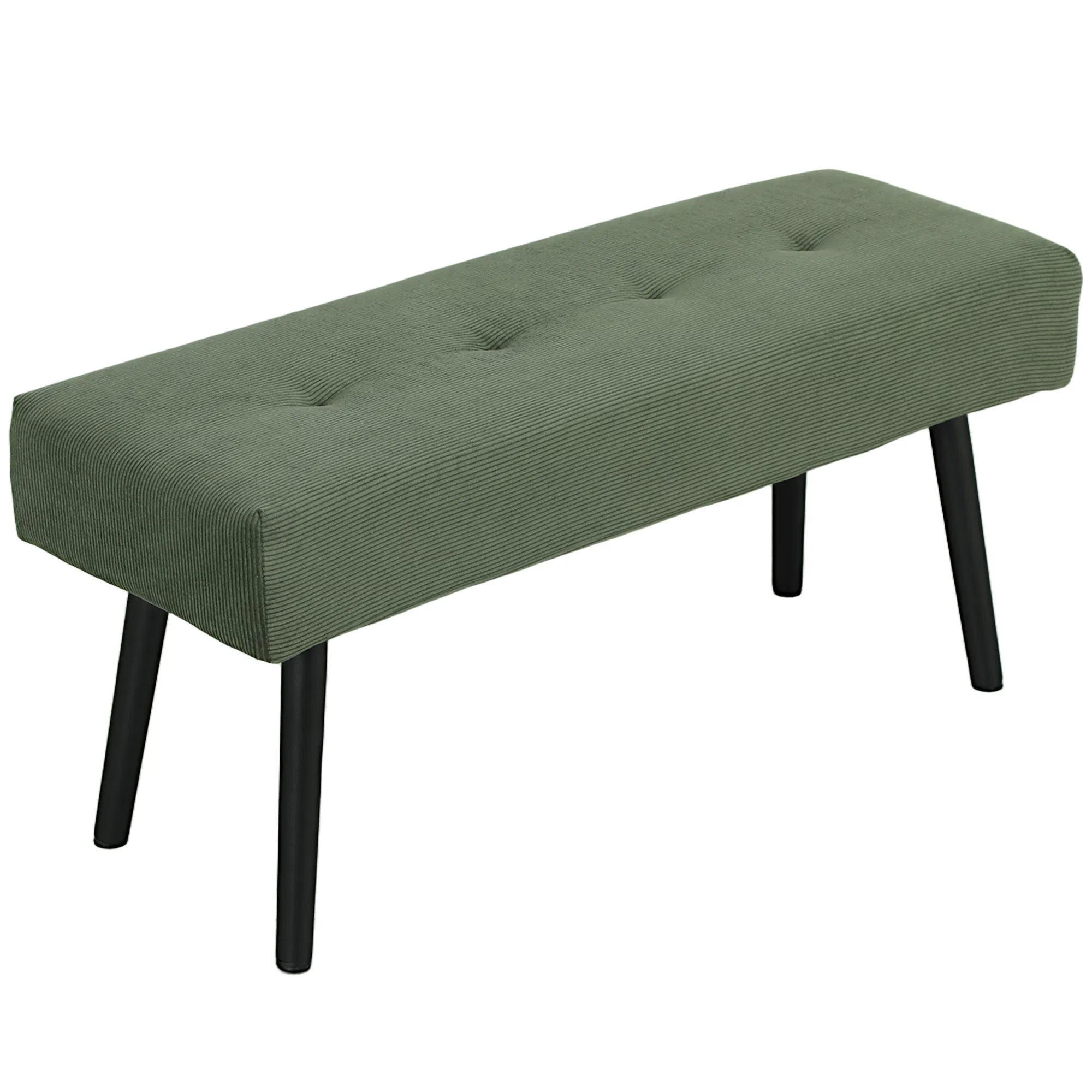 39" Upholstered Ottoman Bench, Corduroy Entryway Bedroom Bench with Padded Seat and Steel Legs for Bedroom, Green photo 1