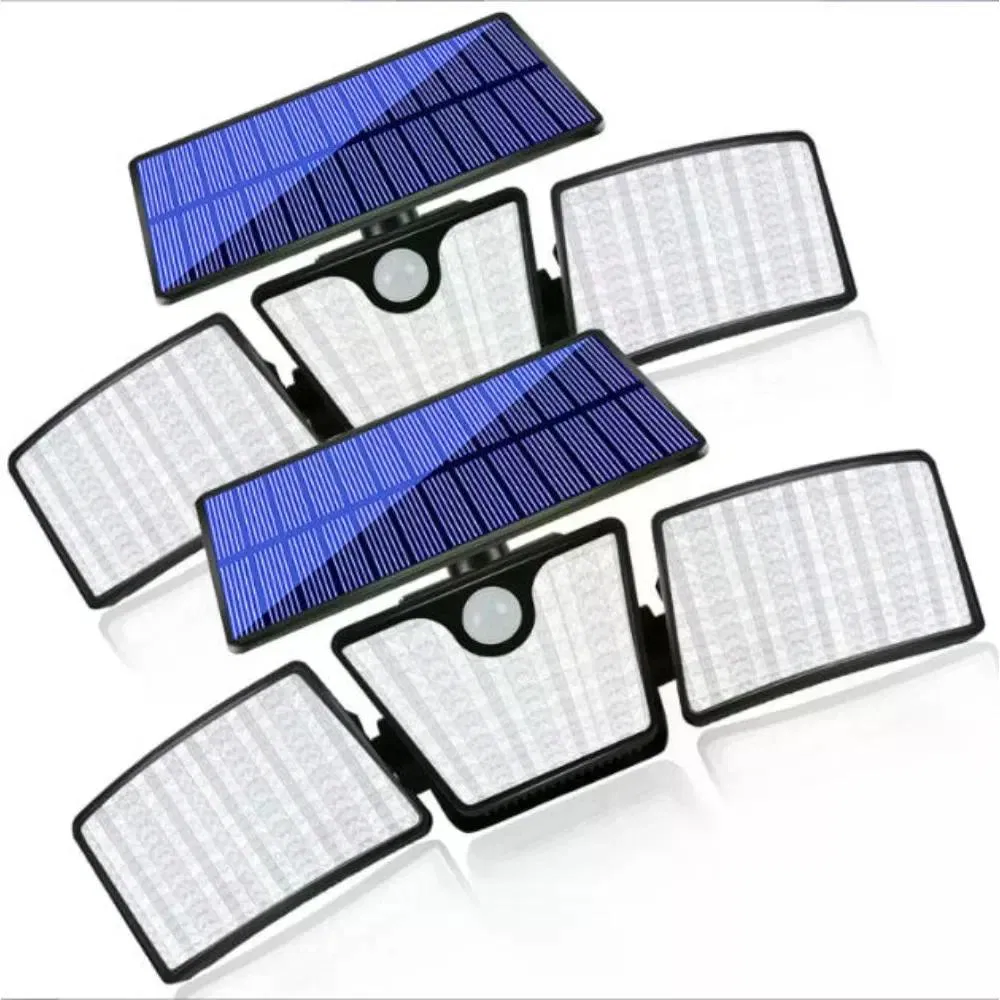265 LED Solar Motion Sensor Wall Light, IP65 Waterproof 3-Head Adjustable Angle Outdoor Garden Lamp, 3000LM 6500K for Yard Garage photo 2