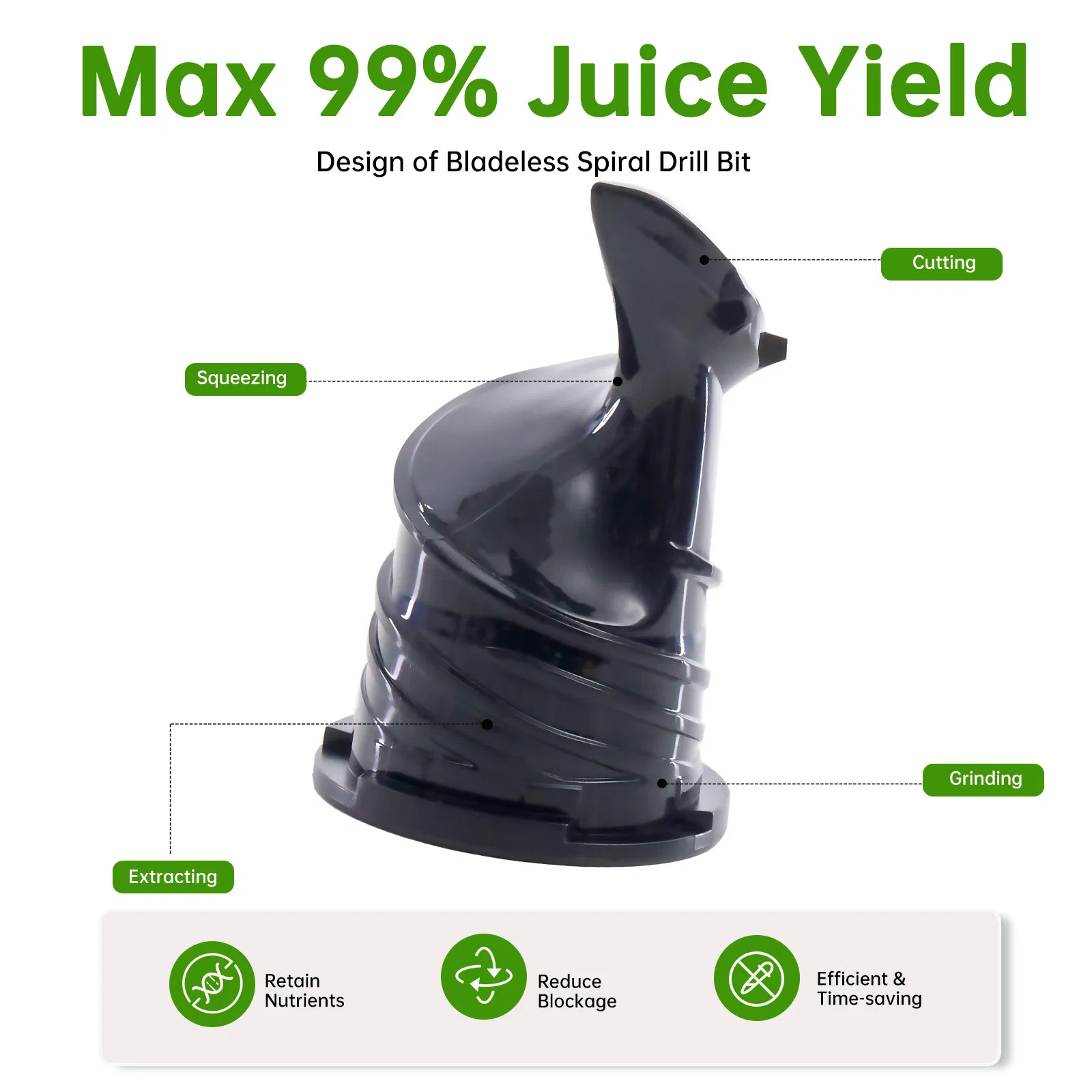 Cold juicer, chewable juicer, wide feeding trough for easy cleaning, suitable for whole vegetables and fruits photo 6
