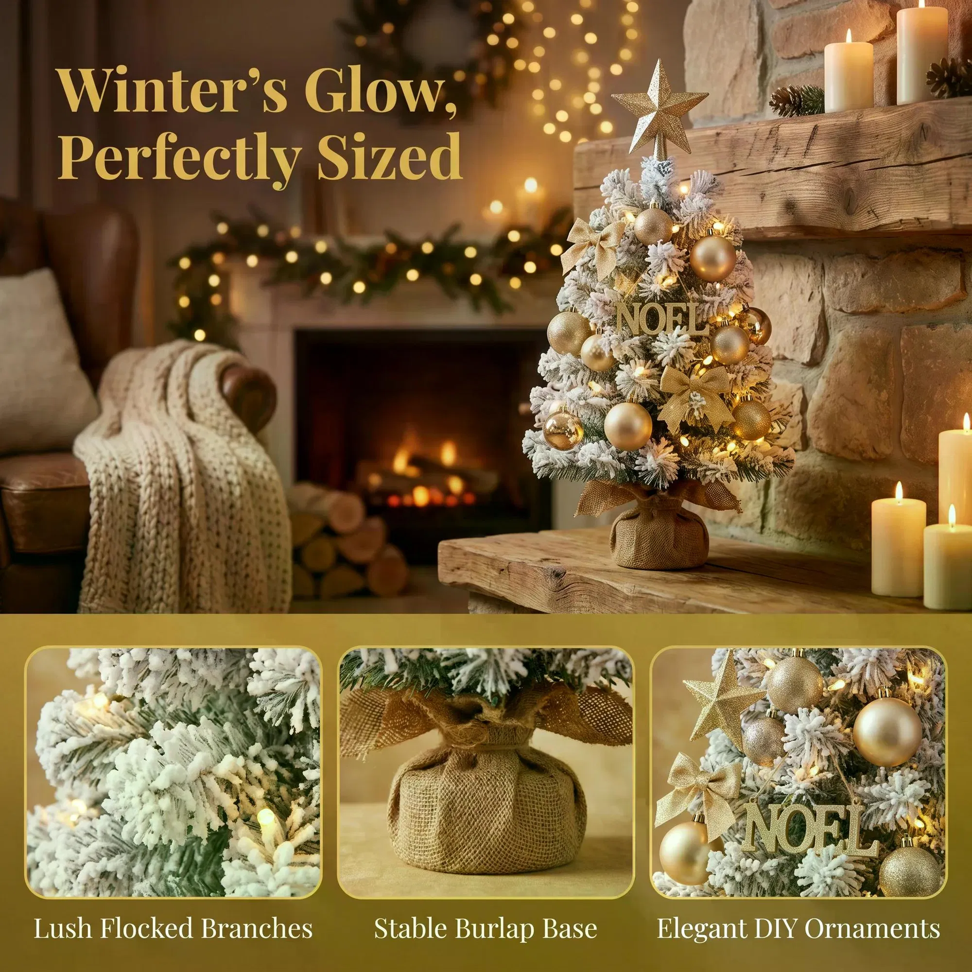Ornament Set 45cm Height Tabletop Christmas Tree Mini PVC Artificial Xmas Tree Colored Balls Luminous Tree Christmas Decoration photo 3