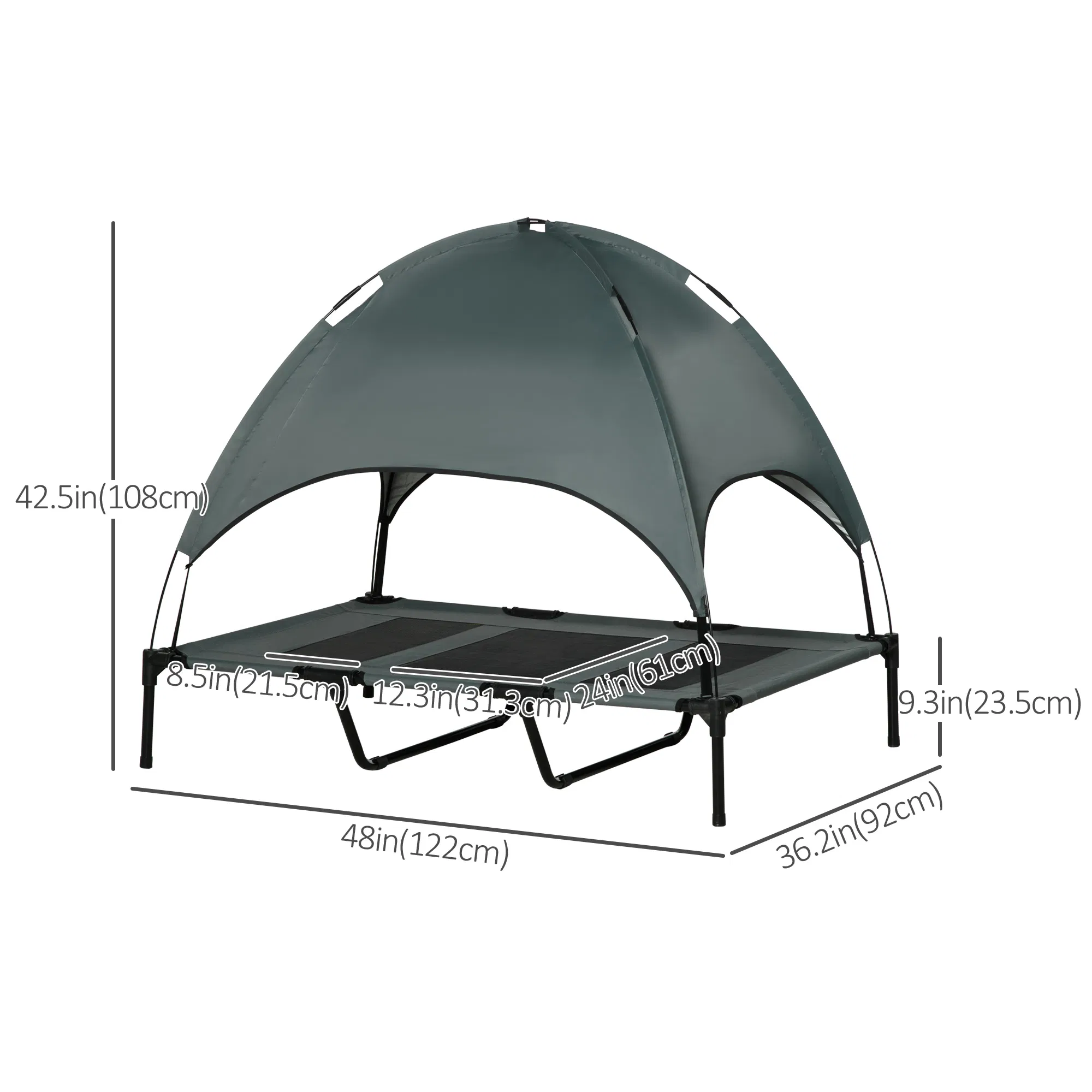 Elevated Dog Bed with Canopy, Portable Raised Dog Cot for XL Sized Dogs, Indoor & Outdoor, 48" x 36" x 43", Grey photo 5