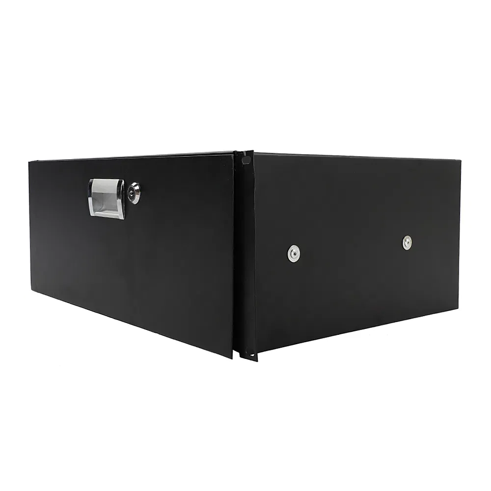 19" 4U Steel Plate DJ Drawer Equipment Cabinet with Keys Black photo 3