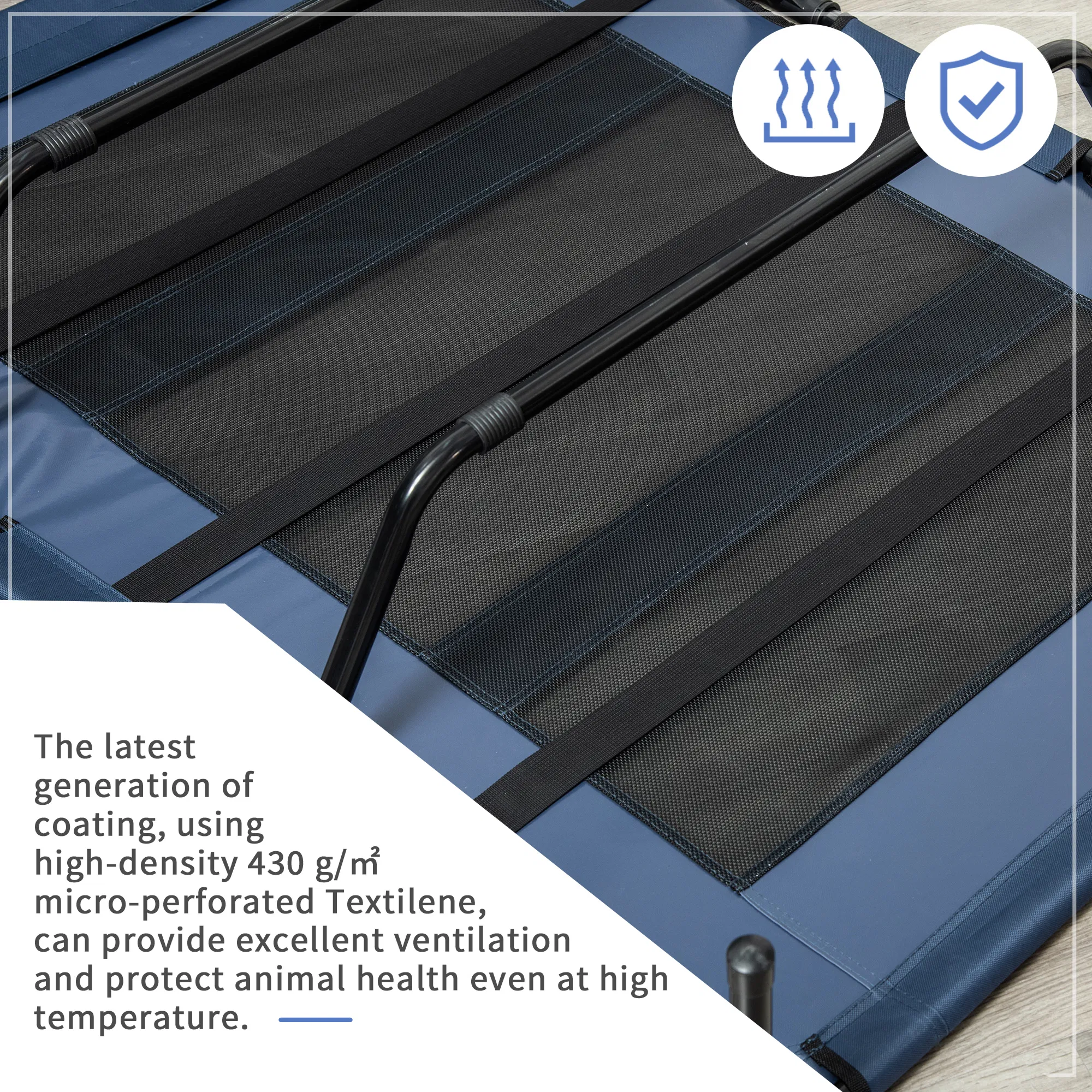 48" X 36" X 9" Elevated Pet Bed with Carrying Bag, Dark Blue photo 3