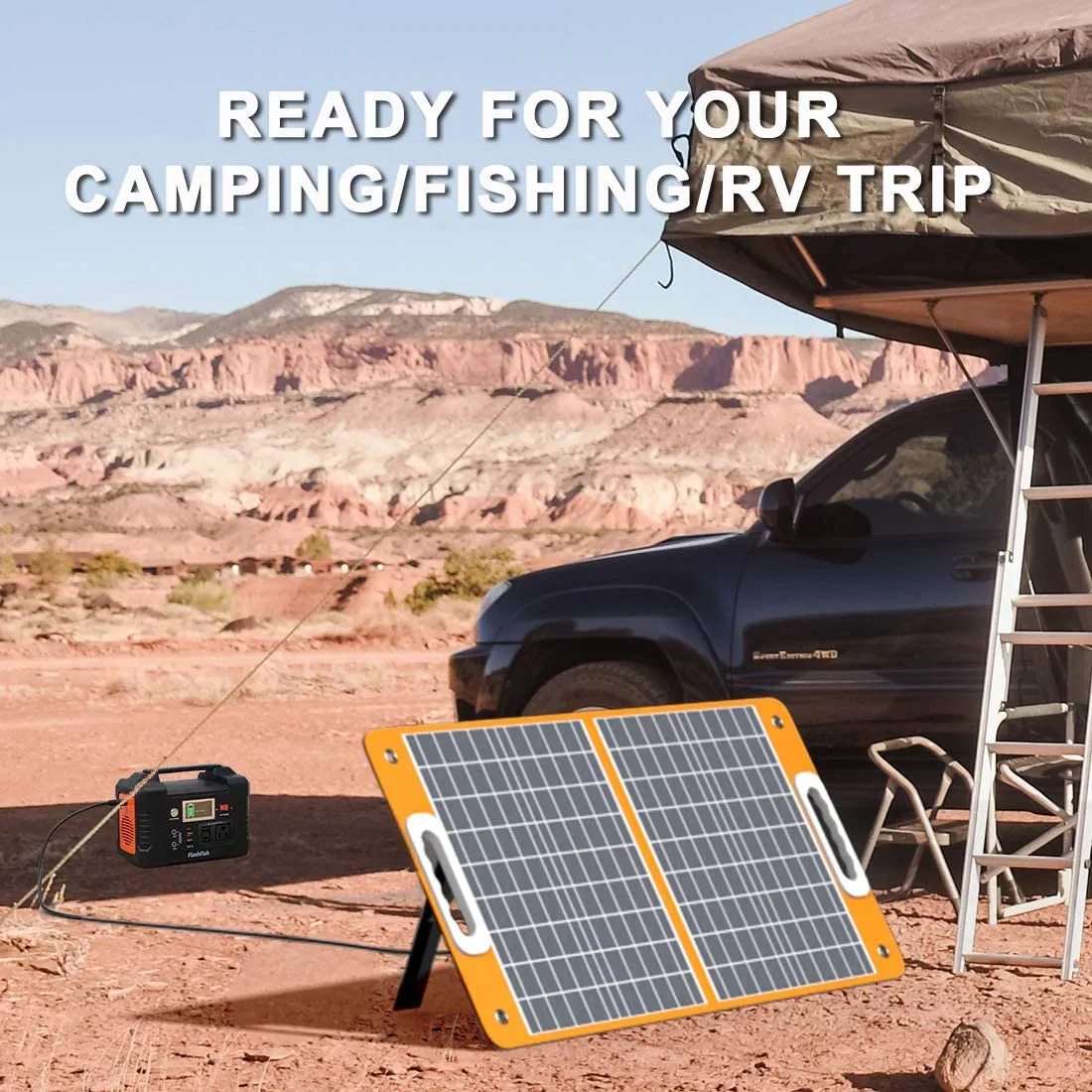 200W Portable Power Station, FlashFish 40800mAh Solar Generator with 110V AC Outlet/2 DC Ports/3 USB Ports, USB-C/QC3.0 for Phones, Tablets On Camping Van RV Road Trip photo 5