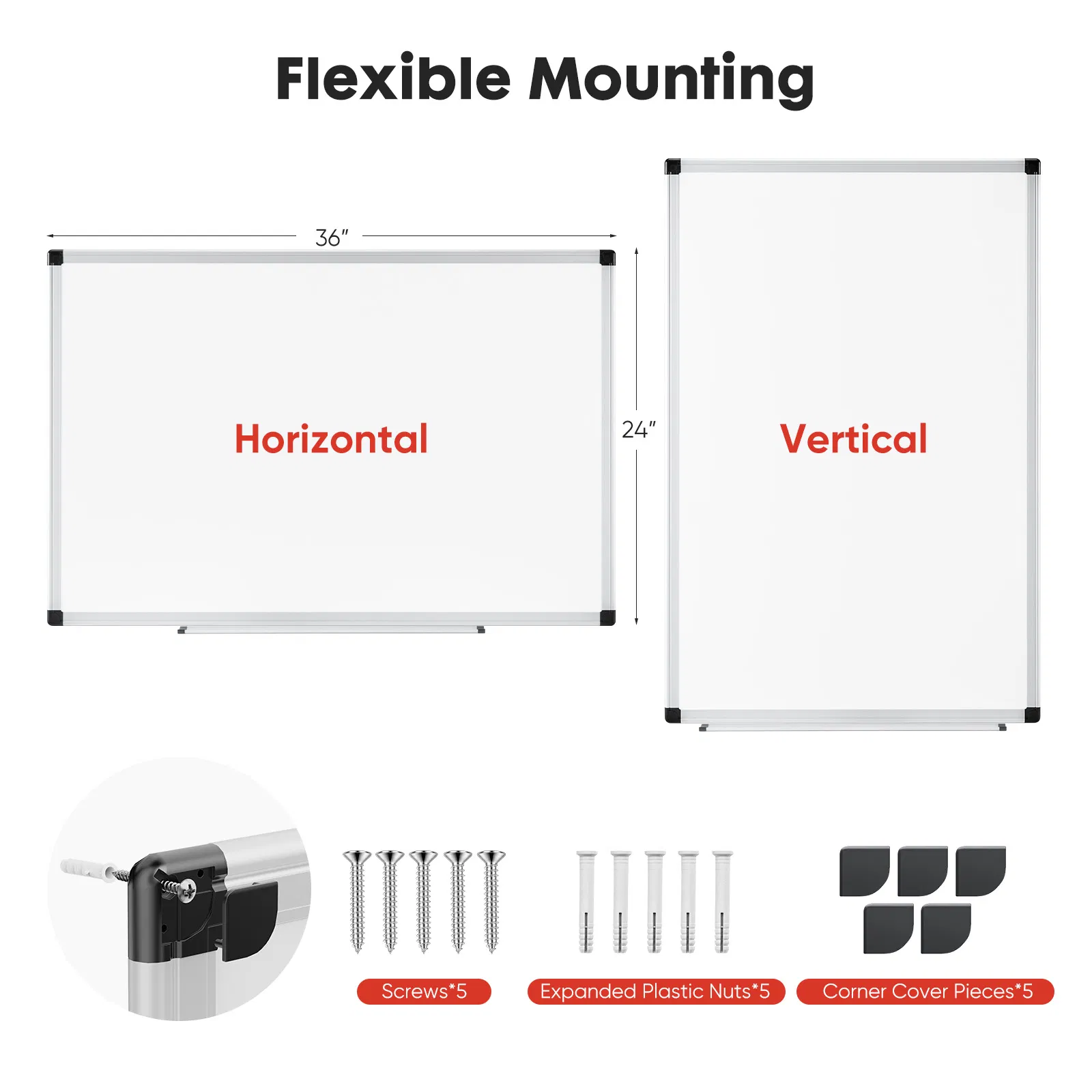 Magnetic Dry Erase Board, 36 X 24 Inches White Board for Home Office School,Sliver Reinforced Aluminum Frame photo 7
