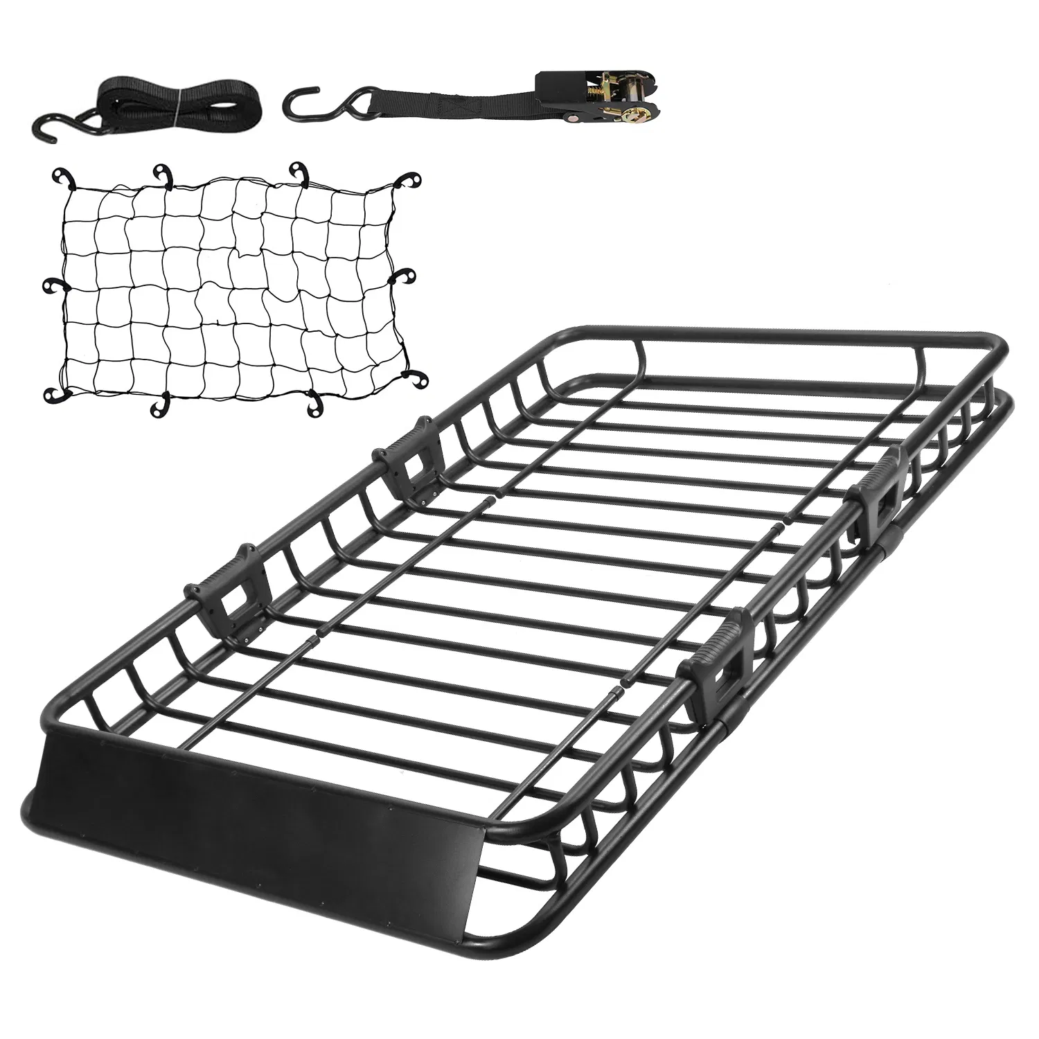 63x39x6.3in Universal Roof Rack Cargo Carrier Car Top Luggage Holder Basket with Hook Strap Elastic Net photo 1