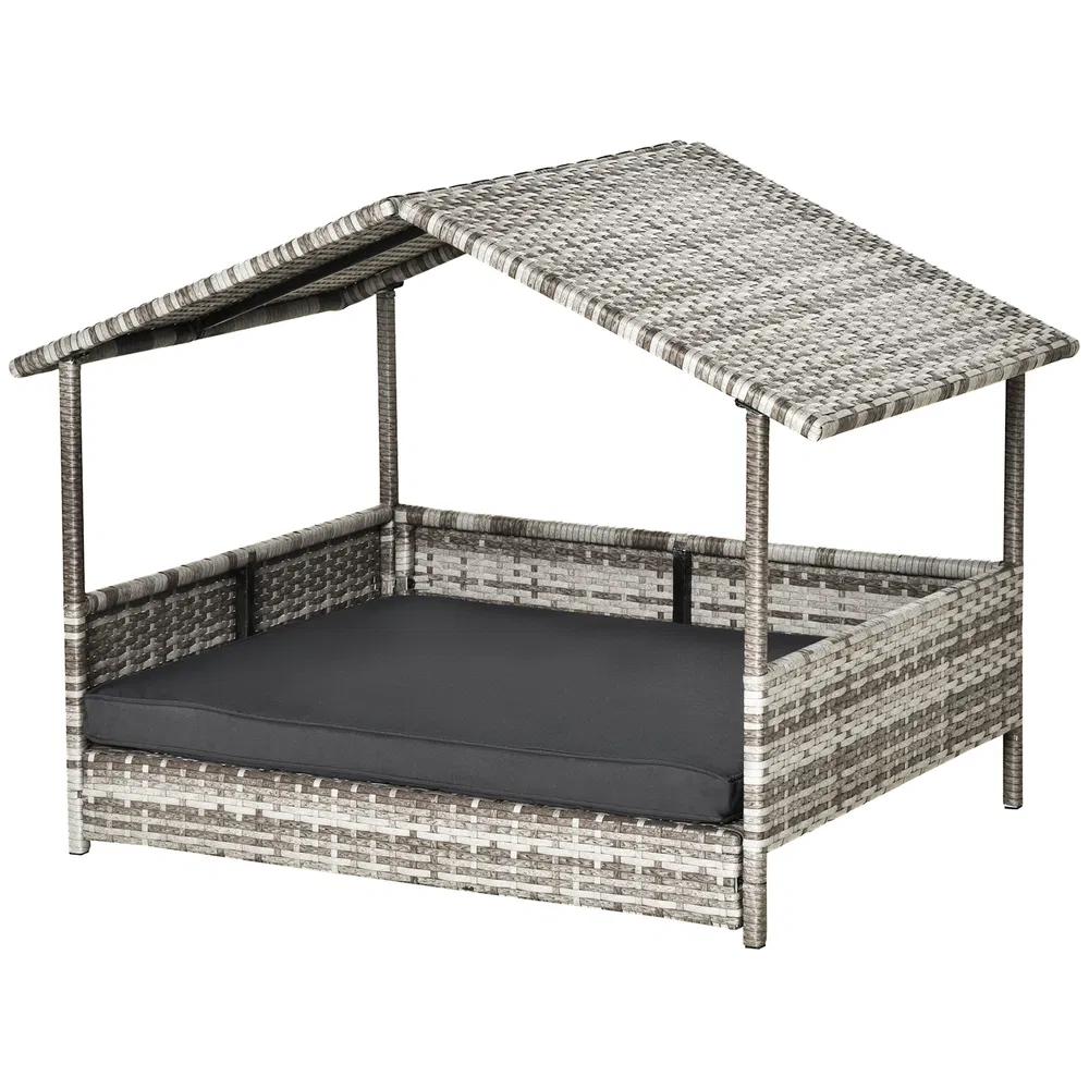 Wicker Pet House Dog Bed for Indoor/Outdoor Rattan Furniture with Cushion photo 7