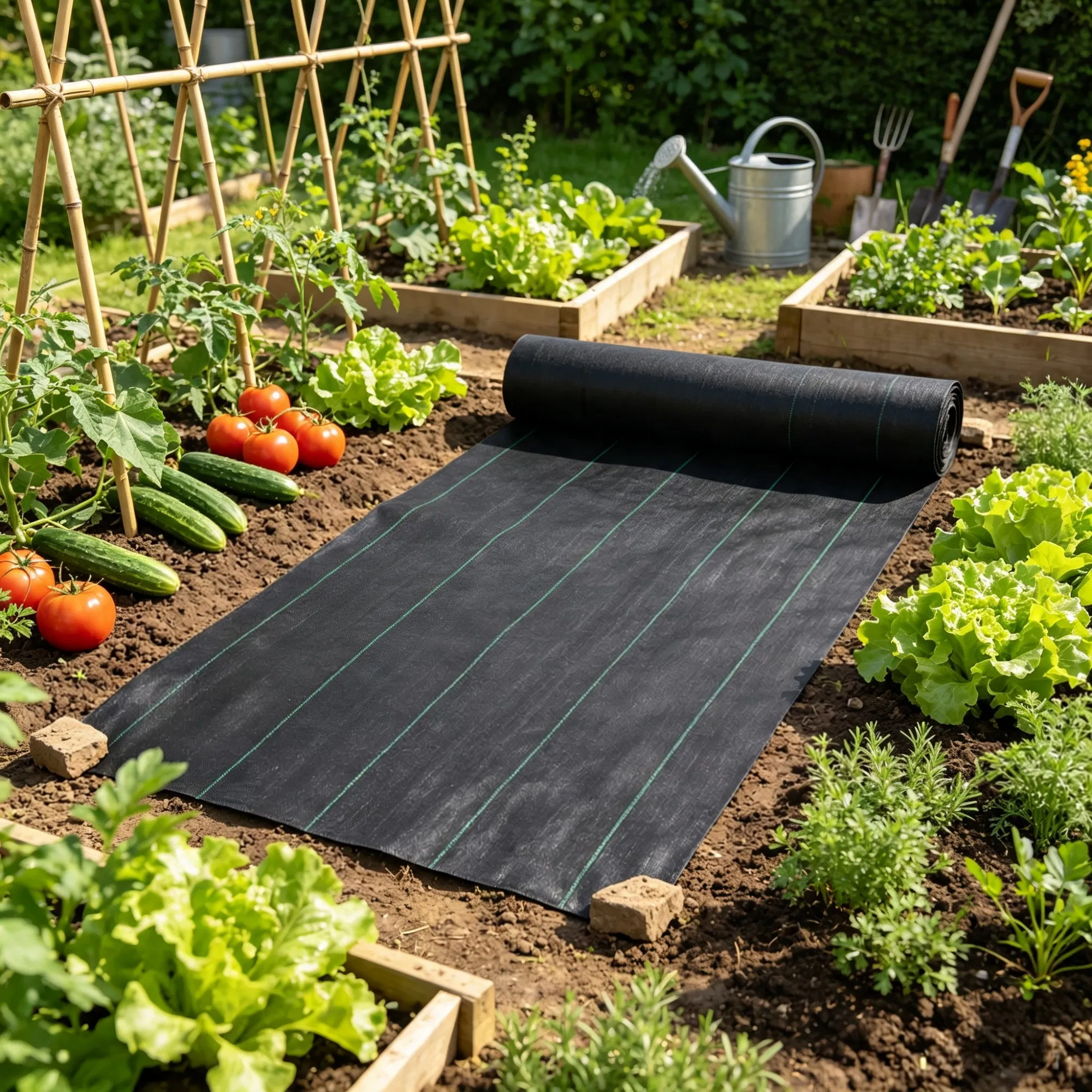 5 x 250FT Weed Barrier Landscape Fabric, 5Oz Premium Woven PP Ground Cover, Heavy Duty Single-Layer Weed Control, Easy Setup for Outdoor Garden, Lawn & Driveway, Black photo 3