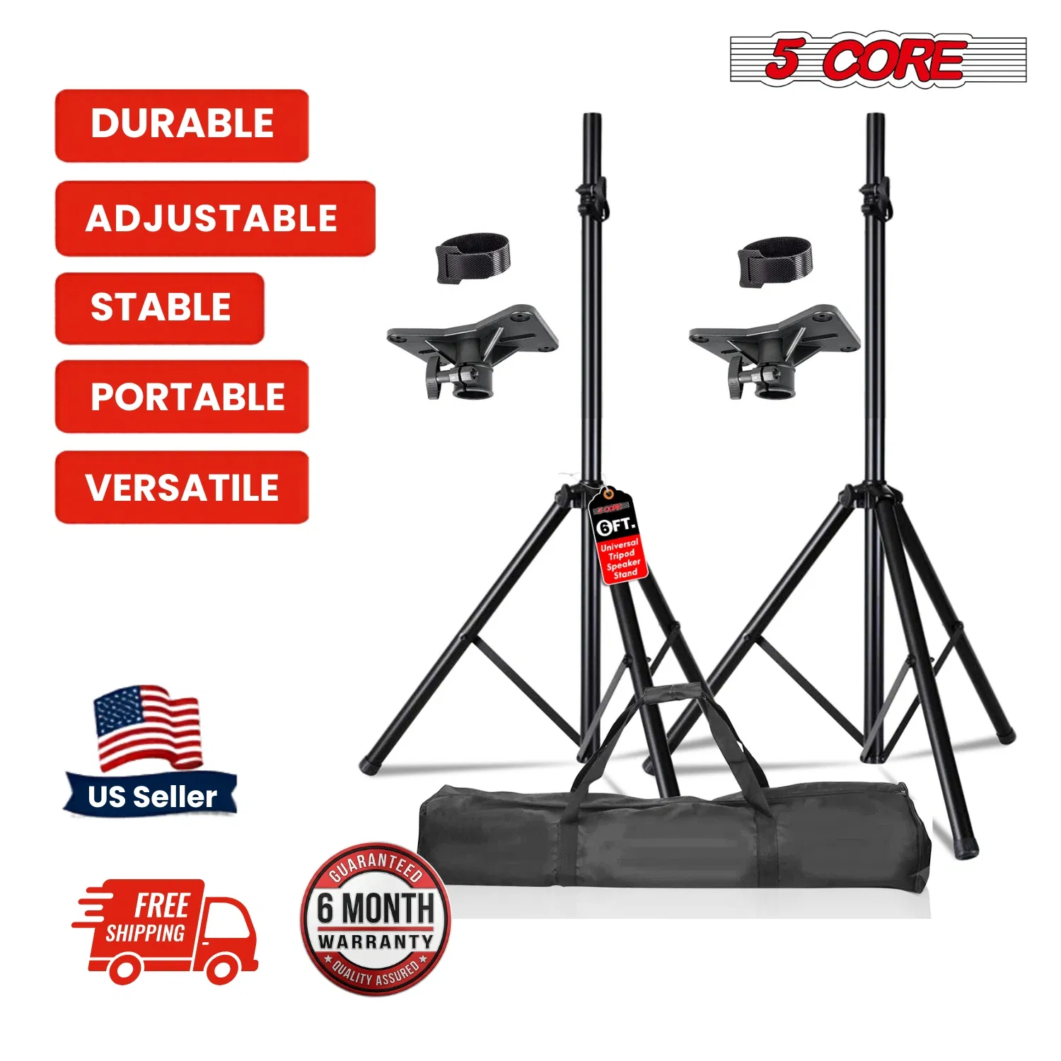 5 Core Speaker Stand Tripod Floor Heavy Duty Adjustable Up to 72 Inch DJ Studio Monitor Stands Pole Mount photo 8