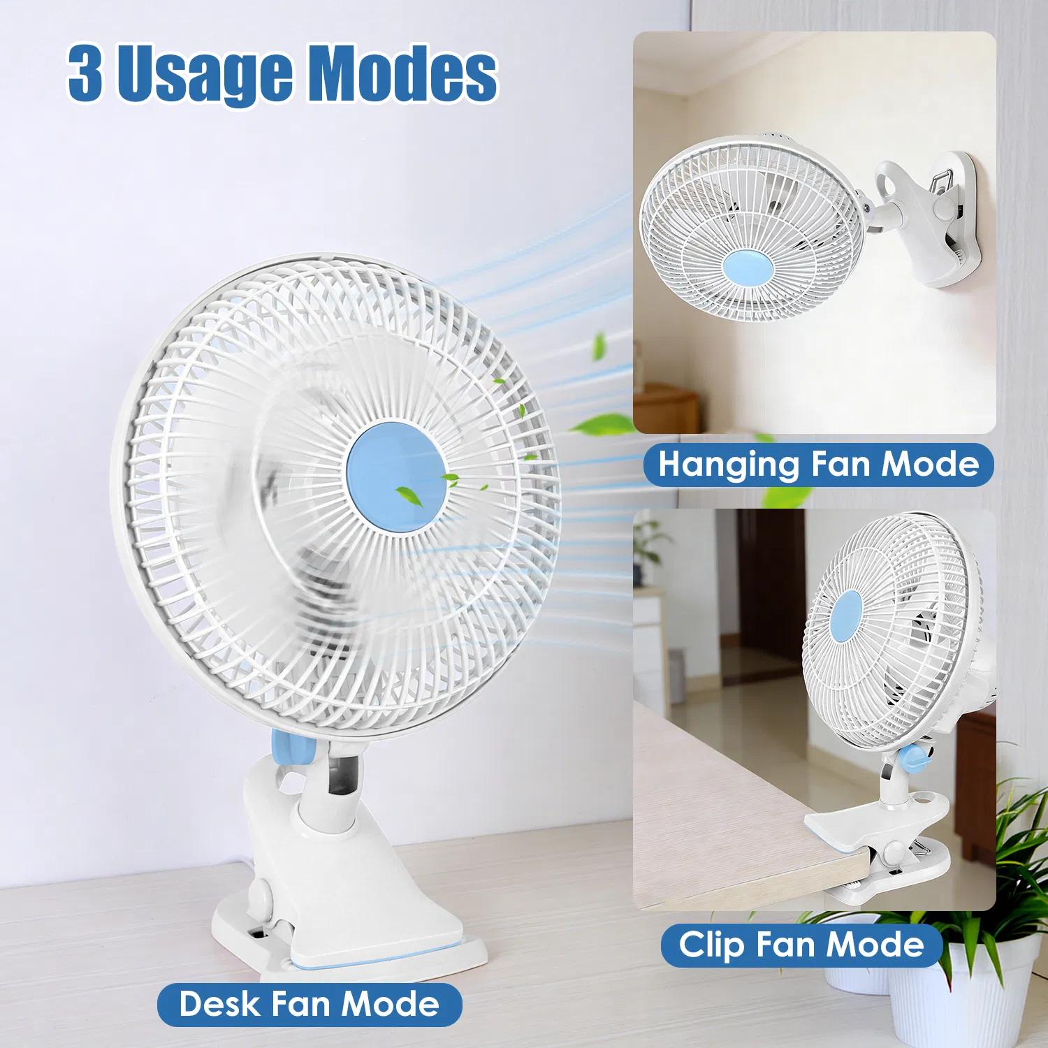 8.66In Oscillating Clip On Fan 2 Speeds Quiet Clamp Fan with 90° Oscillating & Tilting Angle Desktop Wall Mount for Home Office Dorms Strollers photo 5
