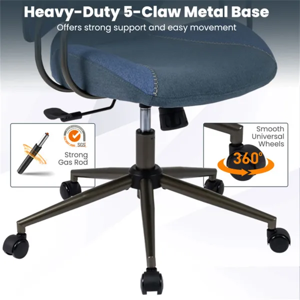 Blue Color Blocking Office Chair with 2D Adjustable Headrest, Ergonomic High-Back Desk Chair 330 lbs Capacity photo 2