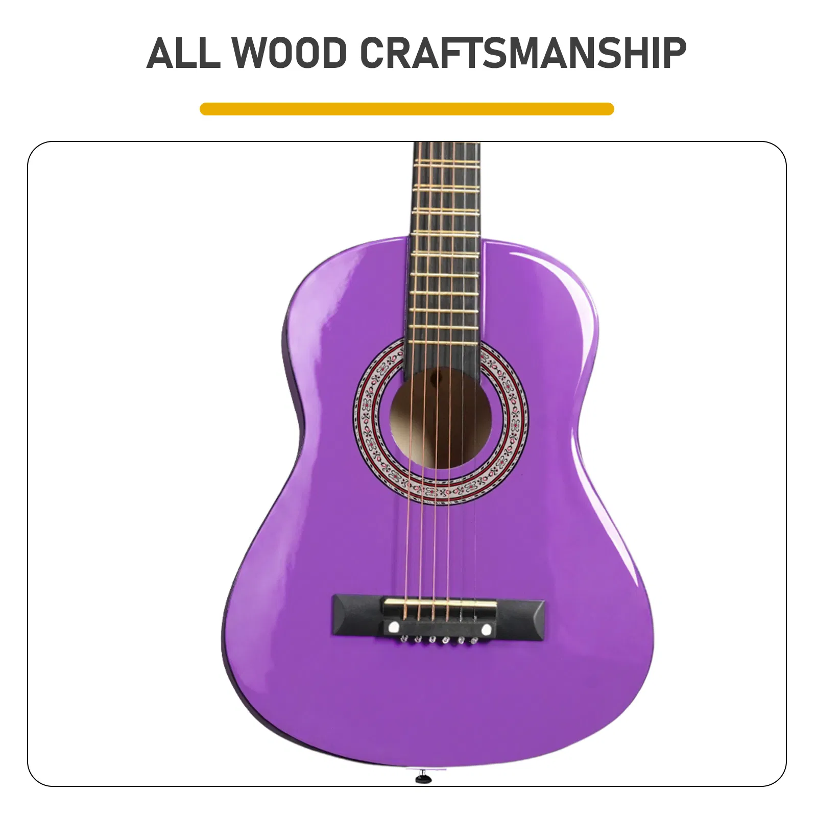 Purple 30-inch Round Acoustic Guitar with Picks, Strings, Capo, Case, Tuner, and Strap photo 7