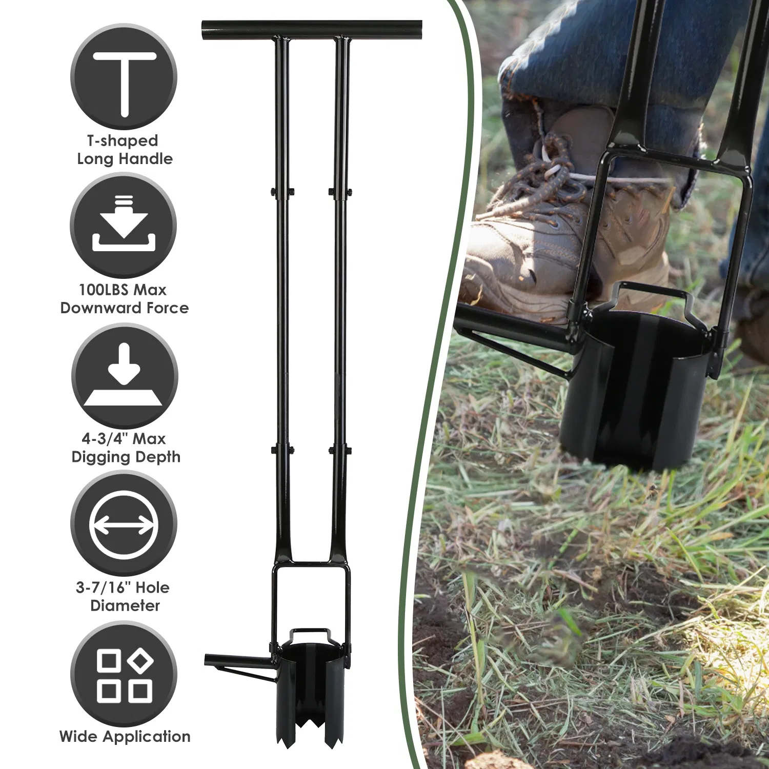 Ergonomic Long Handle Bulb Planter, 5-in-1 Multifunctional Garden Planting Tool for Effortless No-Bend Digging photo 2