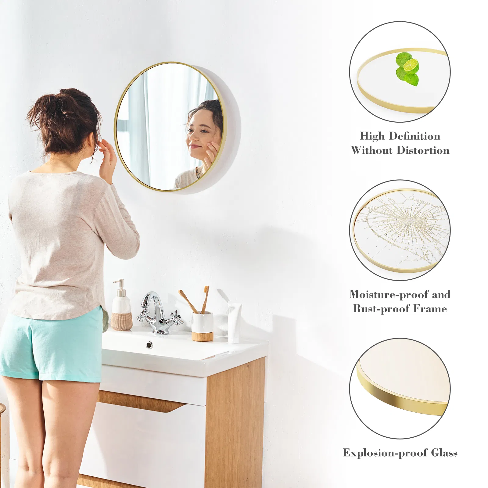 Black Round Wall Mirror 20-30 Inch, Bathroom Mirrors for Over Sink, Circle Mirror for Bathroom, Entryway, Bedroom, Vanity photo 6