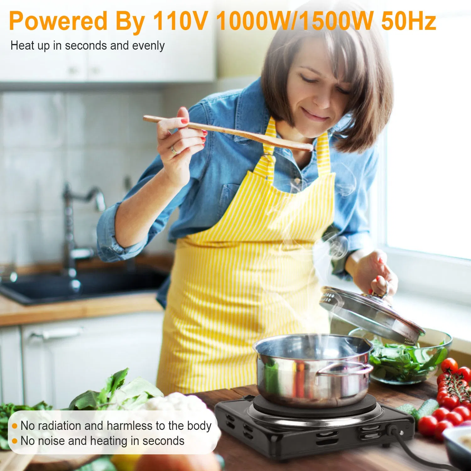 1500W Electric Single Burner Portable Heating Hot Plate Stove Countertop RV Hotplate with Non Slip Rubber Feet 5 Temperature Adjustments photo 3