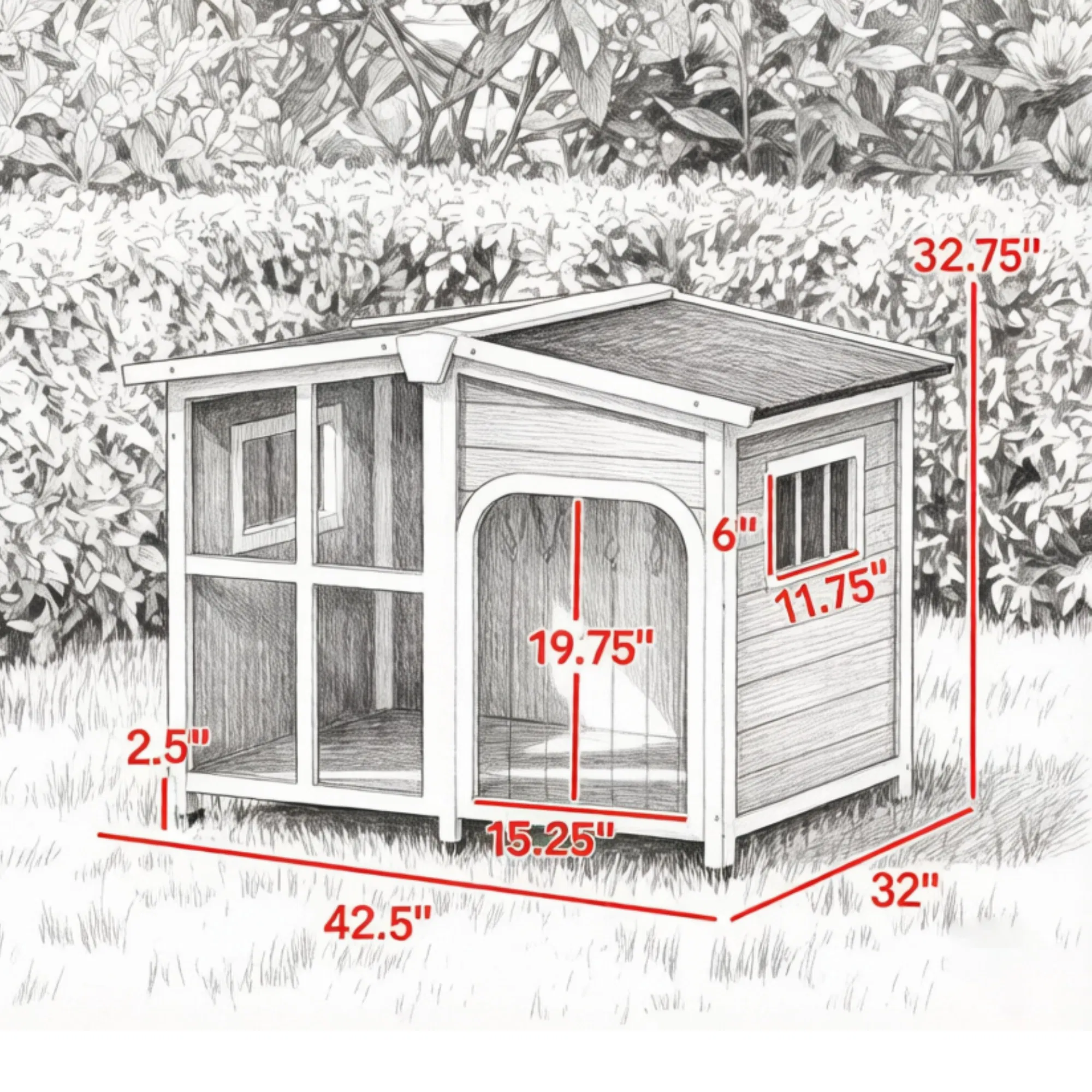 Large Dog House Cabin-Style Wooden Pet Shelter with Openable Roof And Giant Window Gray photo 8