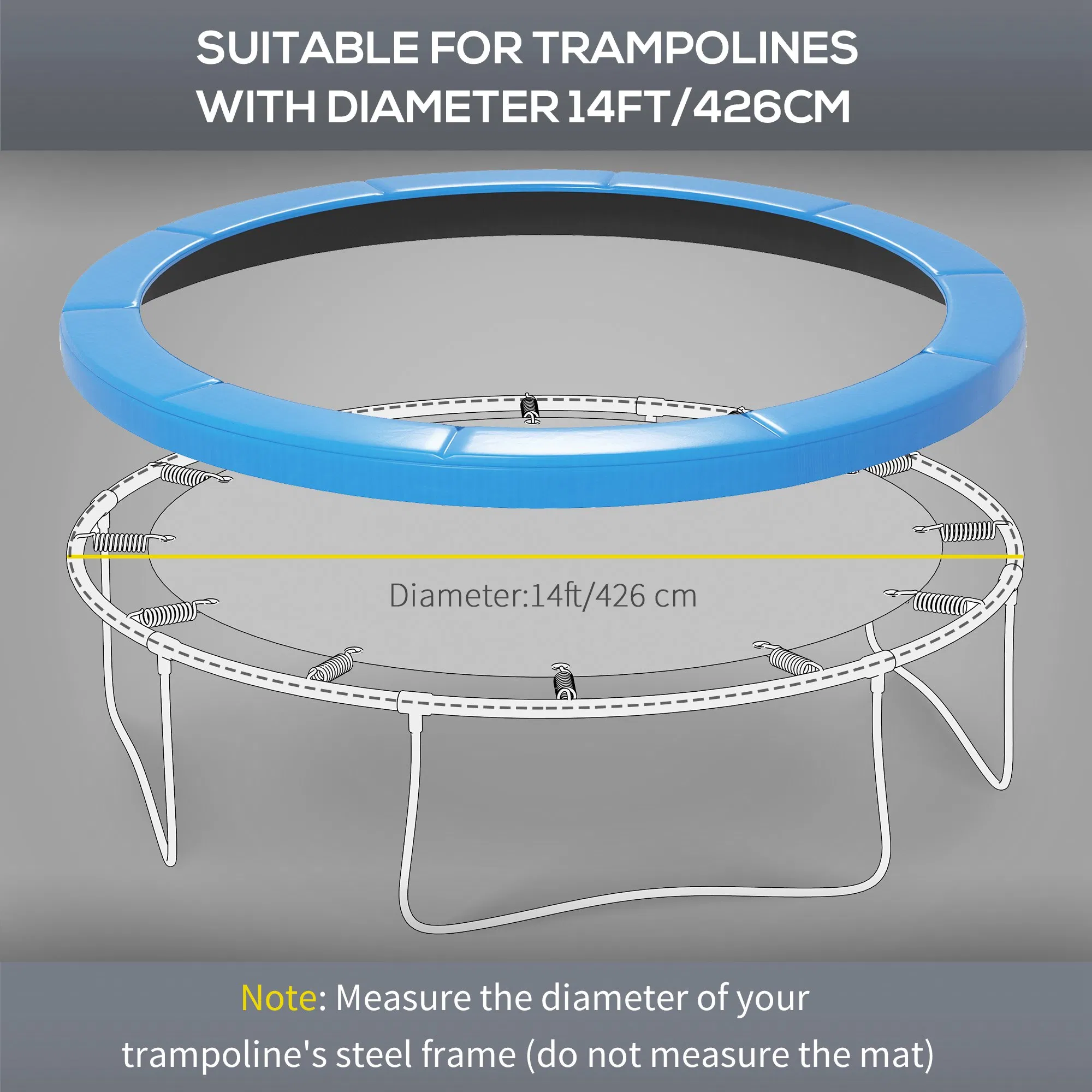 14ft Trampoline Replacement Pad Trampolining Replacement Jump Bounce Exercise GYM Pad Only Light Blue photo 2
